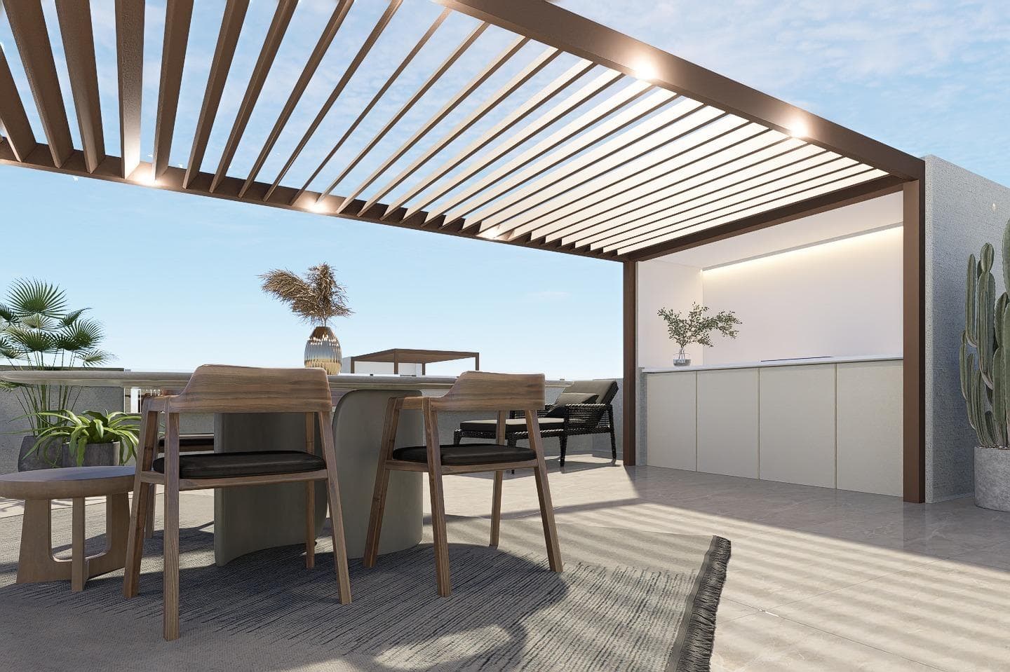Bungalows de Obra Nueva con Piscina Comunal en Pilar de la Horadada - Costa Blanca Sur

Modernas Residencias Cerca de la Playa y del Centro del Pueblo
Descubra esta exclusiva promoción de obra nueva de 16 modernos bungalows situada en Pilar de la Horadada, un encantador pueblo en la parte más meridional de la Costa Blanca. El complejo residencial ofrece viviendas de 2 ó 3 dormitorios y 2 baños totalmente equipadas, diseñadas para combinar comodidad, funcionalidad y estilo mediterráneo.

La urbanización está situada a sólo 3,5 km de las playas de Torre de la Horadada, y a poca distancia del centro de la ciudad, donde encontrará supermercados, restaurantes, tiendas y todos los servicios esenciales.

Características de primera calidad y diseño funcional
Cada bungalow está construido con materiales de calidad y diseñado para vivir todo el año o disfrutar de las vacaciones. Las características clave incluyen:

Unidades de planta baja con jardín privado
Unidades de planta alta con solarium privado y cocina de verano
Cocina totalmente amueblada con electrodomésticos incluidos
Armarios empotrados con cajoneras
Baños modernos con duchas efecto lluvia, espejos y mamparas
Preinstalación de aire acondicionado por conductos
Sistema de agua caliente aerotérmica de 110 litros para una mayor eficiencia energética
Iluminación exterior e interior (excluyendo elementos decorativos)
Carpintería exterior de aluminio con rotura de puente térmico y doble acristalamiento
Plaza de aparcamiento asignada para cada unidad
Piscina comunitaria para residentes

Estas viviendas son ideales para aquellos que buscan una propiedad fácil de mantener cerca de la costa, perfecta para vivienda permanente, vacaciones o como inversión para alquiler a corto o largo plazo.

Ubicación ideal para un relajado estilo de vida mediterráneo
Pilar de la Horadada ofrece un entorno tranquilo pero vibrante con un fuerte sentido de comunidad. El pueblo está bien comunicado y es conocido por su amplia avenida principal, sus tiendas de artesanía local y sus numerosos cafés y bares de tapas. La zona cuenta con una excelente red de carriles bici y rutas de senderismo, además de una gran variedad de instalaciones deportivas y actividades durante todo el año.

Distancias clave:
Playas de Torre de la Horadada y Mil Palmeras - 3. 5 km (5 min en coche)
Campo de Golf Lo Romero - 7 km (10 min en coche)
Centro Comercial La Zenia Boulevard - 15 km (15 min en coche)
Aeropuerto de Murcia (Corvera) - 40 km (40 min en coche)
Aeropuerto de Alicante - 55 km (55 min en coche)

Asegure su lugar en la Costa Blanca
Tanto si busca un refugio vacacional, una propiedad de inversión o su nuevo hogar bajo el sol, estos elegantes bungalows en Pilar de la Horadada son una excelente elección. Póngase en contacto con nosotros hoy mismo para obtener más información o para programar una visita.