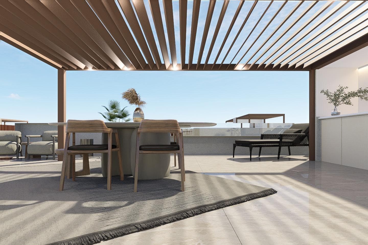 Bungalows de Obra Nueva con Piscina Comunal en Pilar de la Horadada - Costa Blanca Sur

Modernas Residencias Cerca de la Playa y del Centro del Pueblo
Descubra esta exclusiva promoción de obra nueva de 16 modernos bungalows situada en Pilar de la Horadada, un encantador pueblo en la parte más meridional de la Costa Blanca. El complejo residencial ofrece viviendas de 2 ó 3 dormitorios y 2 baños totalmente equipadas, diseñadas para combinar comodidad, funcionalidad y estilo mediterráneo.

La urbanización está situada a sólo 3,5 km de las playas de Torre de la Horadada, y a poca distancia del centro de la ciudad, donde encontrará supermercados, restaurantes, tiendas y todos los servicios esenciales.

Características de primera calidad y diseño funcional
Cada bungalow está construido con materiales de calidad y diseñado para vivir todo el año o disfrutar de las vacaciones. Las características clave incluyen:

Unidades de planta baja con jardín privado
Unidades de planta alta con solarium privado y cocina de verano
Cocina totalmente amueblada con electrodomésticos incluidos
Armarios empotrados con cajoneras
Baños modernos con duchas efecto lluvia, espejos y mamparas
Preinstalación de aire acondicionado por conductos
Sistema de agua caliente aerotérmica de 110 litros para una mayor eficiencia energética
Iluminación exterior e interior (excluyendo elementos decorativos)
Carpintería exterior de aluminio con rotura de puente térmico y doble acristalamiento
Plaza de aparcamiento asignada para cada unidad
Piscina comunitaria para residentes

Estas viviendas son ideales para aquellos que buscan una propiedad fácil de mantener cerca de la costa, perfecta para vivienda permanente, vacaciones o como inversión para alquiler a corto o largo plazo.

Ubicación ideal para un relajado estilo de vida mediterráneo
Pilar de la Horadada ofrece un entorno tranquilo pero vibrante con un fuerte sentido de comunidad. El pueblo está bien comunicado y es conocido por su amplia avenida principal, sus tiendas de artesanía local y sus numerosos cafés y bares de tapas. La zona cuenta con una excelente red de carriles bici y rutas de senderismo, además de una gran variedad de instalaciones deportivas y actividades durante todo el año.

Distancias clave:
Playas de Torre de la Horadada y Mil Palmeras - 3. 5 km (5 min en coche)
Campo de Golf Lo Romero - 7 km (10 min en coche)
Centro Comercial La Zenia Boulevard - 15 km (15 min en coche)
Aeropuerto de Murcia (Corvera) - 40 km (40 min en coche)
Aeropuerto de Alicante - 55 km (55 min en coche)

Asegure su lugar en la Costa Blanca
Tanto si busca un refugio vacacional, una propiedad de inversión o su nuevo hogar bajo el sol, estos elegantes bungalows en Pilar de la Horadada son una excelente elección. Póngase en contacto con nosotros hoy mismo para obtener más información o para programar una visita.