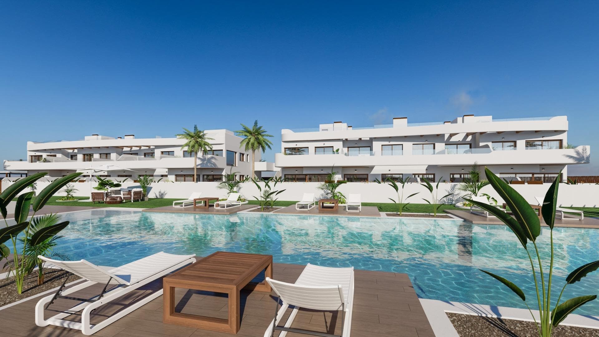 Complejo Residencial de Obra Nueva en Los Alcázares Cerca de Serena Golf y del Mar Menor

Vida Moderna y Exclusiva en la Costa Cálida
Descubra este excepcional complejo residencial de obra nueva situado en Los Alcázares, una de las localidades costeras más solicitadas de la Costa Cálida. A sólo 800 metros de la playa y a poca distancia del centro de la ciudad, esta promoción ofrece una ubicación inmejorable con acceso a todos los servicios diarios, restaurantes y tiendas.

Situadas en un enclave privilegiado, las viviendas disfrutan de vistas a Serena Golf y a las tranquilas aguas del Mar Menor, la laguna de agua salada más grande de Europa. Esta zona es perfecta para aquellos que buscan un estilo de vida tranquilo rodeado de naturaleza y lujo.

Elegantes apartamentos con características excepcionales
Esta nueva promoción consta de 30 modernas viviendas de 2 ó 3 dormitorios, diseñadas para ofrecer el máximo confort y estilo. Podrá elegir entre:

Viviendas en planta baja con jardín privado
Apartamentos en primera planta con amplias terrazas
Áticos con solárium privado con vistas panorámicas

Cada vivienda incluye:

Plaza de aparcamiento privada
Ventanas de doble acristalamiento con rotura de puente térmico para mayor eficiencia energética
Preinstalación de aire acondicionado por conductos
Sistema de agua caliente aerotérmica
Ascensor a todas las plantas
Piscina comunitaria y zonas ajardinadas

Todas las viviendas han sido diseñadas con acabados de alta calidad y un estilo arquitectónico moderno que se integra armoniosamente con el entorno natural.

Ubicación privilegiada rodeada de golf y mar
El complejo goza de una ubicación cercana a Serena Golf, uno de los campos de golf más prestigiosos de la región, y se encuentra a un corto paseo de las tranquilas y cálidas aguas del Mar Menor, perfectas para nadar, navegar, practicar paddleboarding y otros deportes acuáticos durante todo el año.

Distancias clave:

Playa (Mar Menor) - 0,8 km
Serena Golf - Junto a la urbanización
Centro urbano de Los Alcázares - 1 km
Aeropuerto de Murcia (Corvera) - 30 km (25 minutos en coche)
Aeropuerto de Alicante - 90 km (55 minutos en coche)
Cartagena - 22 km
Ciudad de Murcia - 40 km

Viva el estilo de vida del golf en la costa
Este nuevo complejo residencial en Los Alcázares es ideal para vivir permanentemente, como casa de vacaciones o como una inteligente oportunidad de inversión en la Costa Cálida. Con la playa, el golf y todos los servicios al alcance de la mano, ofrece todo lo necesario para un relajado estilo de vida mediterráneo. Póngase en contacto con nosotros hoy mismo para obtener más información o para programar una visita.