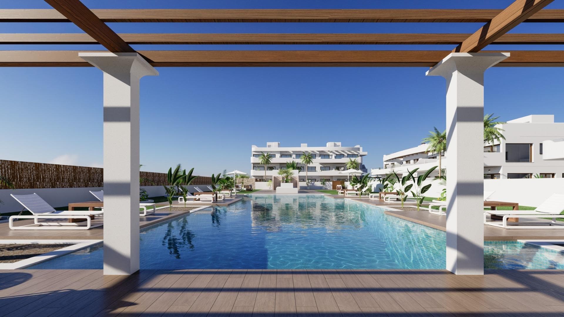 Complejo Residencial de Obra Nueva en Los Alcázares Cerca de Serena Golf y del Mar Menor

Vida Moderna y Exclusiva en la Costa Cálida
Descubra este excepcional complejo residencial de obra nueva situado en Los Alcázares, una de las localidades costeras más solicitadas de la Costa Cálida. A sólo 800 metros de la playa y a poca distancia del centro de la ciudad, esta promoción ofrece una ubicación inmejorable con acceso a todos los servicios diarios, restaurantes y tiendas.

Situadas en un enclave privilegiado, las viviendas disfrutan de vistas a Serena Golf y a las tranquilas aguas del Mar Menor, la laguna de agua salada más grande de Europa. Esta zona es perfecta para aquellos que buscan un estilo de vida tranquilo rodeado de naturaleza y lujo.

Elegantes apartamentos con características excepcionales
Esta nueva promoción consta de 30 modernas viviendas de 2 ó 3 dormitorios, diseñadas para ofrecer el máximo confort y estilo. Podrá elegir entre:

Viviendas en planta baja con jardín privado
Apartamentos en primera planta con amplias terrazas
Áticos con solárium privado con vistas panorámicas

Cada vivienda incluye:

Plaza de aparcamiento privada
Ventanas de doble acristalamiento con rotura de puente térmico para mayor eficiencia energética
Preinstalación de aire acondicionado por conductos
Sistema de agua caliente aerotérmica
Ascensor a todas las plantas
Piscina comunitaria y zonas ajardinadas

Todas las viviendas han sido diseñadas con acabados de alta calidad y un estilo arquitectónico moderno que se integra armoniosamente con el entorno natural.

Ubicación privilegiada rodeada de golf y mar
El complejo goza de una ubicación cercana a Serena Golf, uno de los campos de golf más prestigiosos de la región, y se encuentra a un corto paseo de las tranquilas y cálidas aguas del Mar Menor, perfectas para nadar, navegar, practicar paddleboarding y otros deportes acuáticos durante todo el año.

Distancias clave:

Playa (Mar Menor) - 0,8 km
Serena Golf - Junto a la urbanización
Centro urbano de Los Alcázares - 1 km
Aeropuerto de Murcia (Corvera) - 30 km (25 minutos en coche)
Aeropuerto de Alicante - 90 km (55 minutos en coche)
Cartagena - 22 km
Ciudad de Murcia - 40 km

Viva el estilo de vida del golf en la costa
Este nuevo complejo residencial en Los Alcázares es ideal para vivir permanentemente, como casa de vacaciones o como una inteligente oportunidad de inversión en la Costa Cálida. Con la playa, el golf y todos los servicios al alcance de la mano, ofrece todo lo necesario para un relajado estilo de vida mediterráneo. Póngase en contacto con nosotros hoy mismo para obtener más información o para programar una visita.