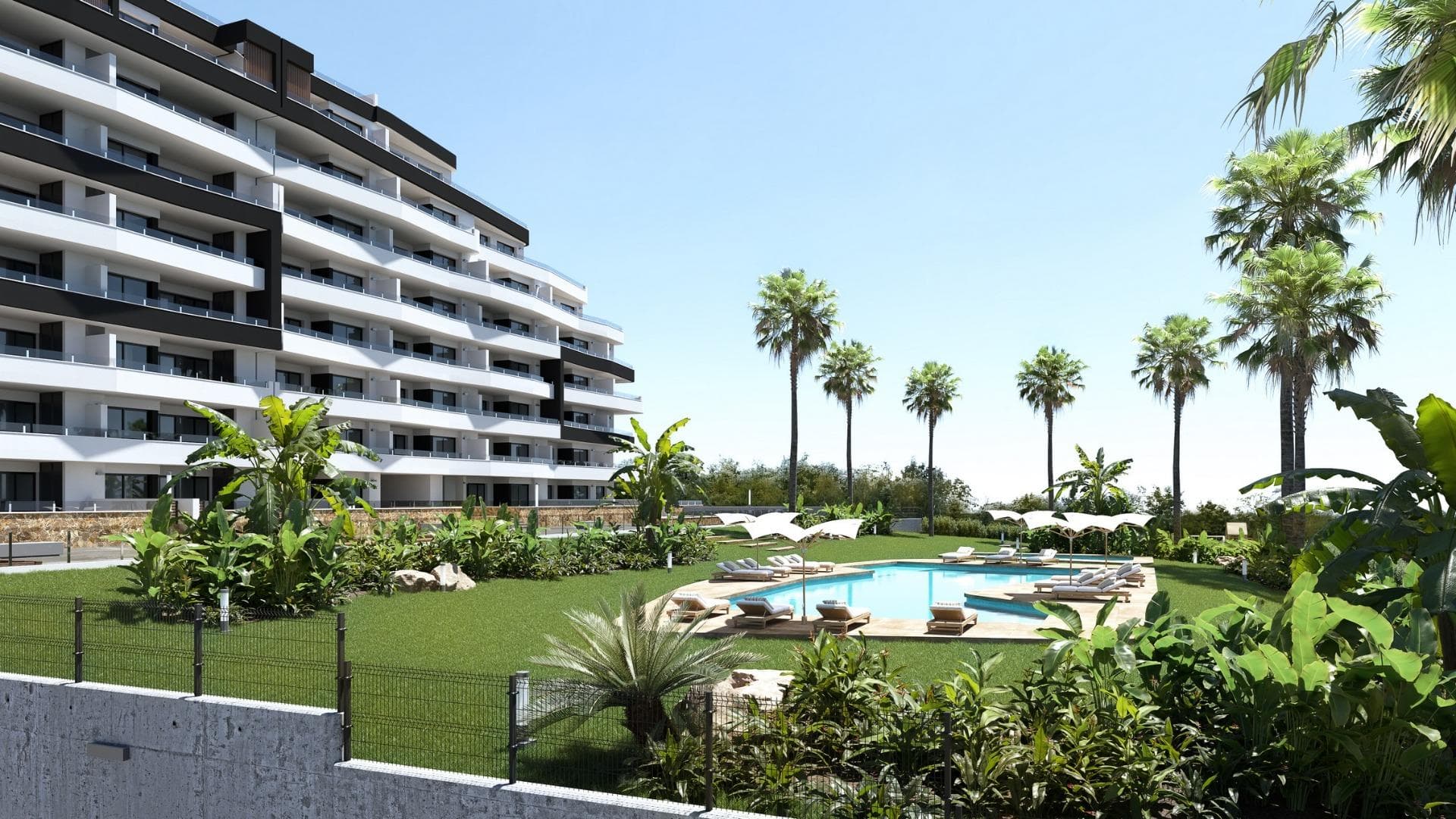 Nueva promoción residencial de San Miguel de Salinas a un paso del centro

Amplios apartamentos con impresionantes servicios
Este complejo residencial de nueva construcción en San Miguel de Salinas ofrece modernos apartamentos de 2 dormitorios con amplias terrazas, cuidadosamente distribuidos en siete plantas. La comunidad vallada ofrece instalaciones de primera categoría, incluyendo piscinas separadas para adultos y niños, exuberantes zonas verdes, un parque infantil y una zona de petanca.

Ubicación privilegiada en la Costa Blanca
Enclavada en la encantadora localidad de San Miguel de Salinas, esta urbanización goza de una ubicación estratégica en la Costa Blanca. Se encuentra a poca distancia del centro de la ciudad, donde encontrará todos los servicios esenciales para la vida diaria, incluyendo tiendas, restaurantes y centros de salud.

La propiedad está a un corto trayecto en coche de varios puntos de interés:
Campos de Golf Las Colinas y Campoamor: A tan sólo 7 km, perfectos para los amantes del golf.
Playas de Orihuela Costa y Torrevieja: Situadas aproximadamente a 10 km de la residencia, ofrecen hermosas costas de arena.
Centros Comerciales: Zenia Boulevard, un popular destino de compras, está a sólo 9 km.
Aeropuerto de Alicante: A 50 km.
Aeropuerto de Murcia Corvera: A unos 55 km, ideal para conexiones regionales.

Especificaciones de alta calidad
Cada apartamento está diseñado con modernos acabados y funcionalidad en mente:
Cocinas totalmente equipadas con electrodomésticos incluidos.
Persianas motorizadas.
Puerta de entrada de seguridad.
Agua caliente mediante aerotermia.
Aire acondicionado por conductos totalmente instalado.
OFERTA DE LANZAMIENTO: Pack de muebles incluido para las primeras unidades vendidas.
Además, todos los apartamentos incluyen una plaza de aparcamiento designada.

Acerca de San Miguel de Salinas
San Miguel de Salinas es un pintoresco municipio de la comarca de la Vega Baja del Segura, que forma parte de la vibrante Comunidad Valenciana. Situado cerca de la frontera con Murcia, el pueblo ofrece impresionantes vistas de las lagunas de Torrevieja y La Mata, así como un ambiente tranquilo y familiar.

Su nuevo hogar le espera
Tanto si busca un retiro vacacional como una residencia permanente, esta nueva promoción en San Miguel de Salinas combina lujo, comodidad y una ubicación inmejorable. Póngase en contacto con nosotros hoy mismo para programar una visita y dar el primer paso hacia la propiedad de sus sueños en la Costa Blanca.