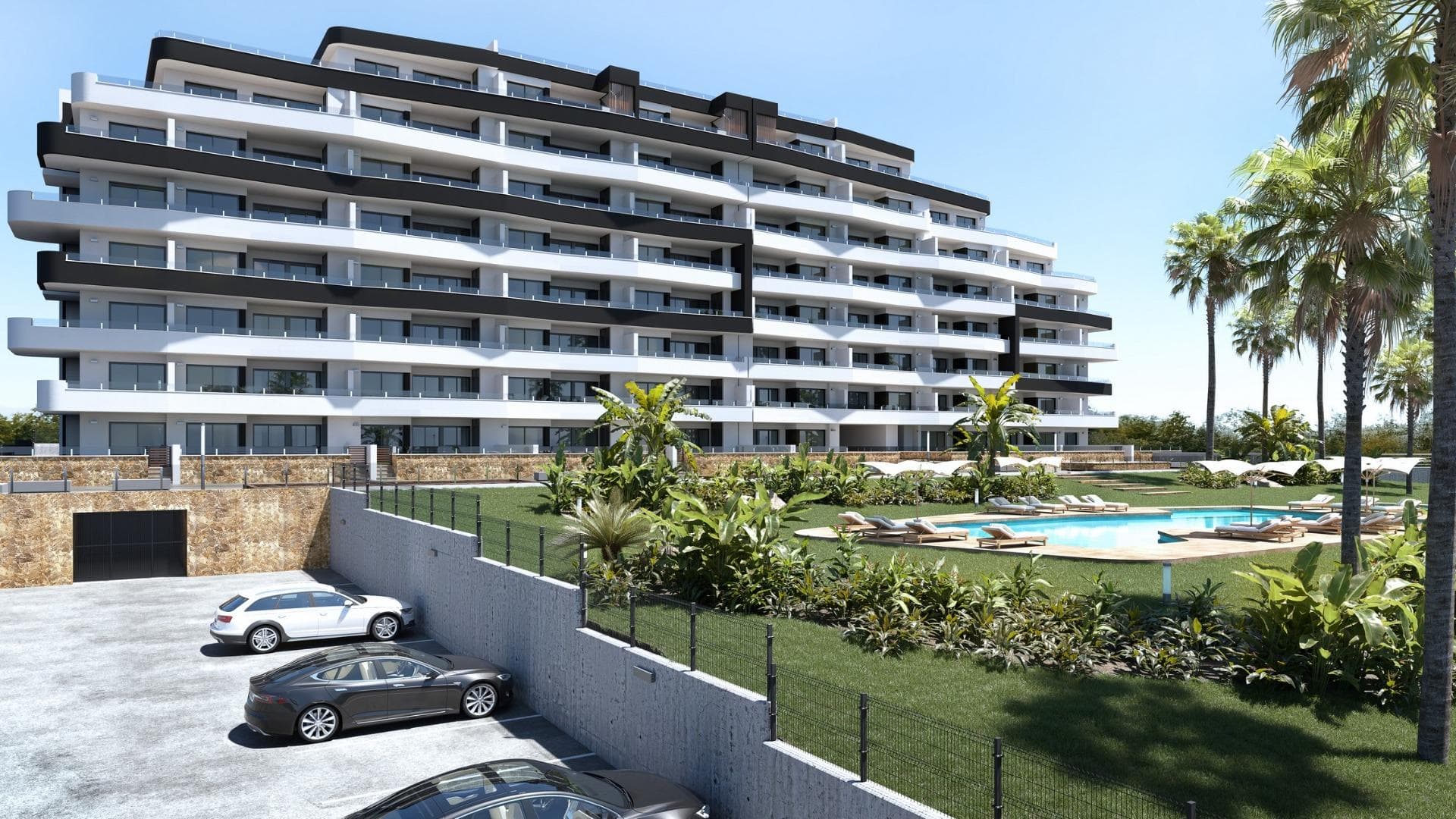 Nueva promoción residencial de San Miguel de Salinas a un paso del centro

Amplios apartamentos con impresionantes servicios
Este complejo residencial de nueva construcción en San Miguel de Salinas ofrece modernos apartamentos de 2 dormitorios con amplias terrazas, cuidadosamente distribuidos en siete plantas. La comunidad vallada ofrece instalaciones de primera categoría, incluyendo piscinas separadas para adultos y niños, exuberantes zonas verdes, un parque infantil y una zona de petanca.

Ubicación privilegiada en la Costa Blanca
Enclavada en la encantadora localidad de San Miguel de Salinas, esta urbanización goza de una ubicación estratégica en la Costa Blanca. Se encuentra a poca distancia del centro de la ciudad, donde encontrará todos los servicios esenciales para la vida diaria, incluyendo tiendas, restaurantes y centros de salud.

La propiedad está a un corto trayecto en coche de varios puntos de interés:
Campos de Golf Las Colinas y Campoamor: A tan sólo 7 km, perfectos para los amantes del golf.
Playas de Orihuela Costa y Torrevieja: Situadas aproximadamente a 10 km de la residencia, ofrecen hermosas costas de arena.
Centros Comerciales: Zenia Boulevard, un popular destino de compras, está a sólo 9 km.
Aeropuerto de Alicante: A 50 km.
Aeropuerto de Murcia Corvera: A unos 55 km, ideal para conexiones regionales.

Especificaciones de alta calidad
Cada apartamento está diseñado con modernos acabados y funcionalidad en mente:
Cocinas totalmente equipadas con electrodomésticos incluidos.
Persianas motorizadas.
Puerta de entrada de seguridad.
Agua caliente mediante aerotermia.
Aire acondicionado por conductos totalmente instalado.
OFERTA DE LANZAMIENTO: Pack de muebles incluido para las primeras unidades vendidas.
Además, todos los apartamentos incluyen una plaza de aparcamiento designada.

Acerca de San Miguel de Salinas
San Miguel de Salinas es un pintoresco municipio de la comarca de la Vega Baja del Segura, que forma parte de la vibrante Comunidad Valenciana. Situado cerca de la frontera con Murcia, el pueblo ofrece impresionantes vistas de las lagunas de Torrevieja y La Mata, así como un ambiente tranquilo y familiar.

Su nuevo hogar le espera
Tanto si busca un retiro vacacional como una residencia permanente, esta nueva promoción en San Miguel de Salinas combina lujo, comodidad y una ubicación inmejorable. Póngase en contacto con nosotros hoy mismo para programar una visita y dar el primer paso hacia la propiedad de sus sueños en la Costa Blanca.