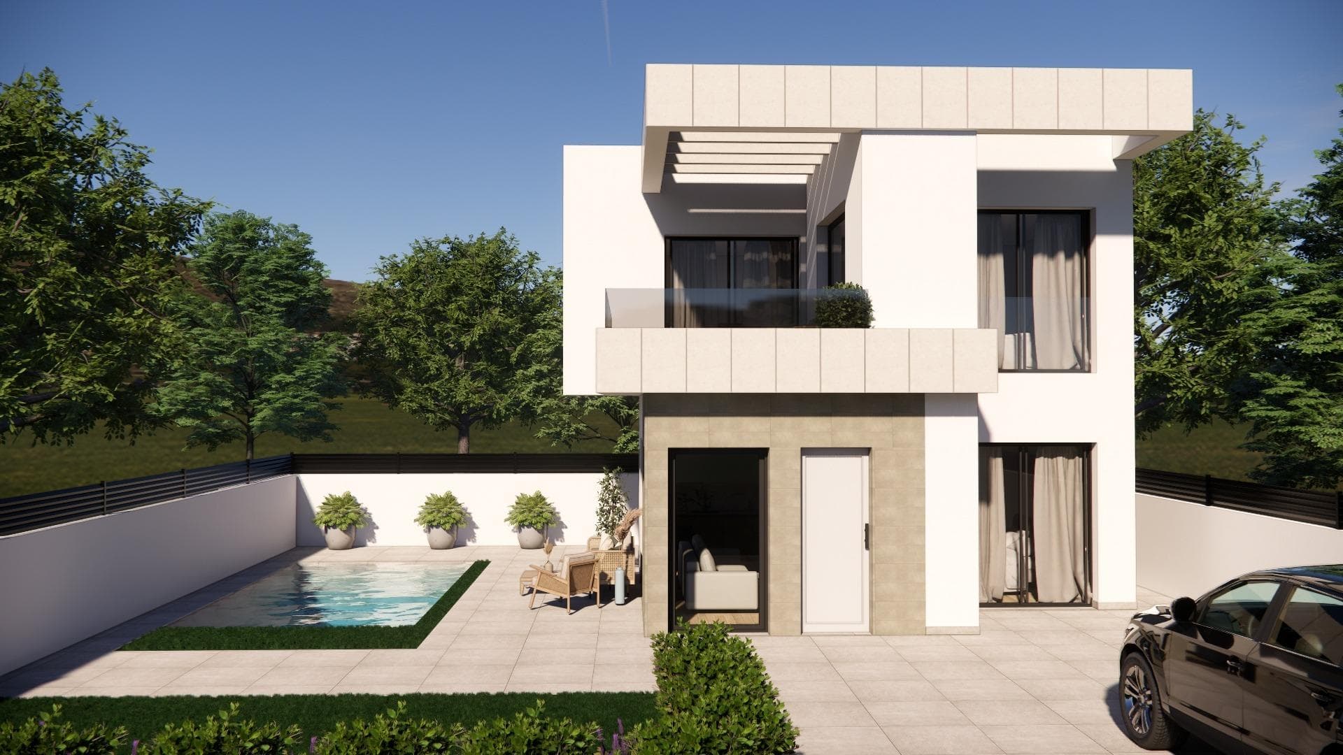 Elegant New Build Villas in Los Montesinos – Modern Comfort in a Serene Setting

Spacious New Villas in the Heart of Los Montesinos, La Herrada

Located in the tranquil neighborhood of La Herrada, Los Montesinos, these new build villas offer a perfect blend of modern living and peaceful surroundings. Each villa in this beautiful development has been thoughtfully designed to maximize comfort and functionality, featuring three bedrooms and two bathrooms, ideal for families or couples. The open-plan kitchen connects seamlessly with a spacious lounge, providing a cozy and inviting space for gatherings. Additionally, fitted wardrobes and electric blinds enhance convenience and style.

These villas are situated within easy walking distance of Los Montesinos village, offering quick access to essential services like restaurants, pharmacies, and shops, making everyday life easy and enjoyable.

Modern Features and Amenities

Each villa includes:

Optional private pool
Optional Solarium: For an additional cost, enhance your property with a solarium, ideal for sunbathing or stargazing.
Private Garden and Off-Road Parking: Each villa boasts a private garden and off-road parking, adding security and personal outdoor space.
Quality Finishes: From electric blinds to guardian sun glass windows, the villas include premium fixtures. The bathrooms also feature underfloor heating for added comfort in cooler months.
White Goods Included: The villas come with essential kitchen appliances included, adding convenience and value.

Prime Location Near Top Points of Interest

Los Montesinos is a charming and peaceful area located between the famous salt lakes of Torrevieja and La Mata. This natural setting offers a unique and healthy environment, perfect for those seeking a balanced lifestyle.

Beaches of Guardamar and Torrevieja: Just an 8 km drive from stunning beaches, where residents can enjoy sunny days and sea views.
Golf Courses: Surrounded by prestigious golf courses within a 5 km radius, these villas are a golfer’s paradise.
Alicante Airport: Conveniently located 29 km away, Alicante Airport provides quick connections to major cities, making travel easy and accessible.
Nature Reserves and Outdoor Activities: The nearby nature reserves and lakes provide numerous recreational activities, including bird-watching, cycling, walking trails, and horse riding.

A Perfect Choice for Tranquility and Convenience

These new build villas in Los Montesinos offer an exceptional opportunity to enjoy modern amenities and a relaxed lifestyle close to nature. Whether as a primary residence or a holiday home, this property is an ideal choice for those who value tranquility, convenience, and accessibility.
