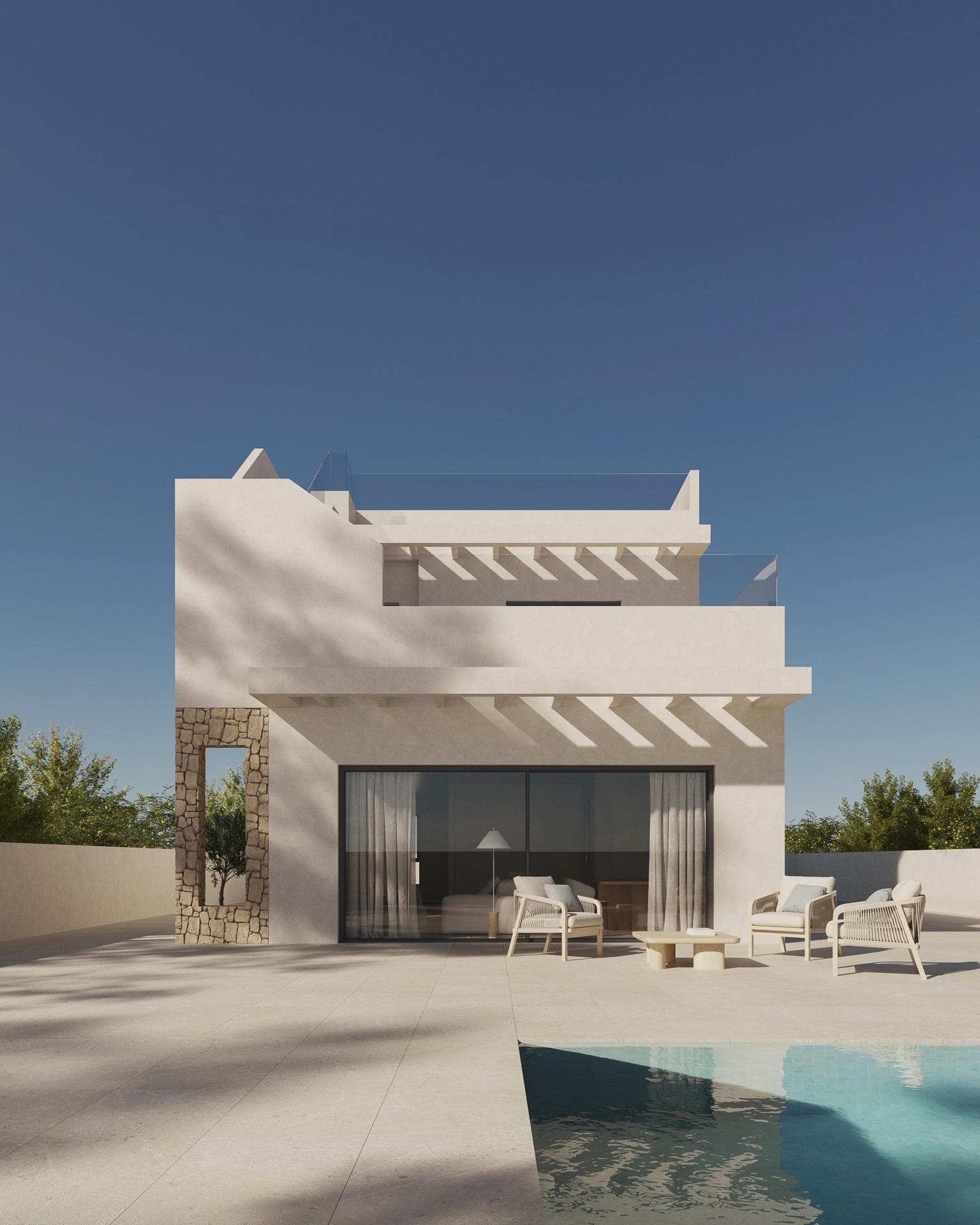 Moderne luksusvillaer til salgs i Polop de la Marina, Costa Blanca

Moderne livsstil omgitt av natur
Oppdag en begrenset samling av 5 nybygde luksusvillaer i den pittoreske byen Polop de la Marina, som ligger i hjertet av den nordlige Costa Blanca. Disse elegante boligene er gjennomtenkt designet for å tilby en blanding av moderne komfort, funksjonell planløsning og fantastisk utsikt over både havet og de omkringliggende fjellene. Villaene ligger i et fredelig boligområde, og er perfekte for familier, pensjonister eller investorer som er på jakt etter en eiendom av høy kvalitet med en privilegert beliggenhet.

Stilig design og avanserte funksjoner
Hver villa er bygget på en privat tomt på 432 m², og du kan velge mellom planløsning på ett eller to plan, med mulighet for å bygge til en kjeller for ekstra plass. Alle boligene har

3 til 5 soverom med innebygde garderober
2-3 moderne bad med gulvvarme
Åpen planløsning med stue og spisestue
Fullt møblert kjøkken

Valgfritt ekstrautstyr gjør det mulig å tilpasse ditt nye hjem:

Privat svømmebasseng
Automatiske innkjørselsporter
Klimaanlegg
LED-belysningspakke
Solarium og anlagt hage
Bassengbar og utendørs chill-out-område

En førsteklasses beliggenhet mellom hav og fjell
Polop de la Marina har en unik beliggenhet mellom den ikoniske Sleeping Lion Peak og Alteabukten, noe som gir beboerne fredelige omgivelser og gode kommunikasjonsmuligheter.

Avstander til de viktigste severdighetene:

Strendene i Benidorm og Albir - 10 km
La Nucía idrettsanlegg - 4 km
Altea gamleby og marina - 11 til 12 km
Melia Villaitana golfbane - 13 km
Temaparkene Terra Mitica og Aqualandia - 13 til 15 km
Calpe og strendene - 23 km
Alicante sentrum - 38 km
Alicante internasjonale lufthavn - 55 km (ca. 40 min kjøretur)

Middelhavsstil og investeringspotensial
Disse villaene er ikke bare perfekte for permanent opphold eller ferieboliger, men representerer også en utmerket investeringsmulighet på grunn av sin beliggenhet, design og utleieappell. Her har du tilgang til naturstier, sykkelruter, lokale markeder og en rekke gastronomiske opplevelser året rundt.

Kontakt oss i dag for å bestille et besøk eller be om mer informasjon. Gjør drømmen om å bo ved Middelhavet til virkelighet i Polop de la Marina.