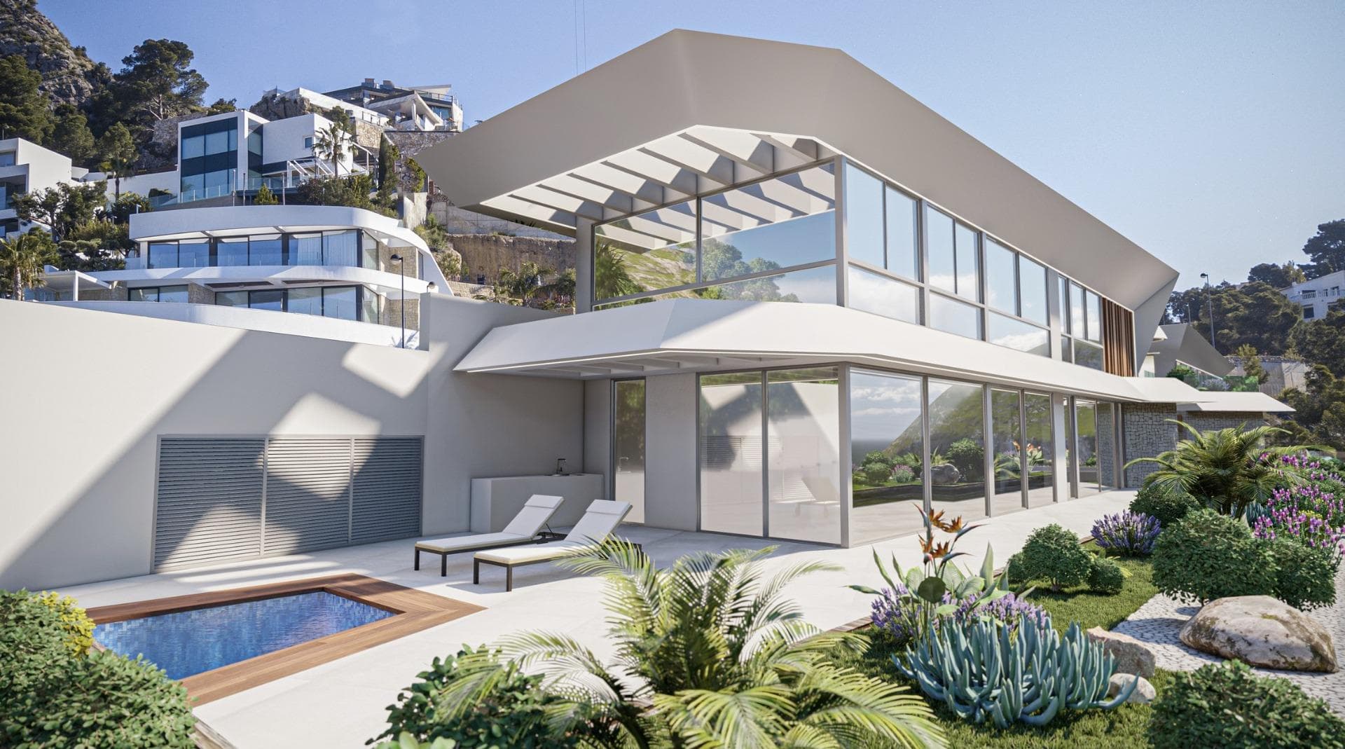 Luxury Seaside Apartments and Villas in Mascarat, Calpe – Mediterranean Living Redefined

Exclusive New-Build Development with Sea Views near Mascarat Port, Calpe
Discover a new level of coastal luxury with this exceptional real estate development located next to the picturesque Mascarat port, nestled between Calpe and Altea on the Costa Blanca. This exclusive project comprises 6 designer villas and 8 elegant apartments, all enjoying panoramic views of the Mediterranean Sea and the vibrant marina. Just 400 meters from the shoreline, this unique development blends modern architecture, premium finishes, and an unbeatable location for an extraordinary lifestyle.

Prime Location with Excellent Connectivity and Services
Strategically located just 55 km from Alicante International Airport, the development is easily accessible by car in under 50 minutes. The scenic marina of Mascarat is only 350 meters away, while the nearest supermarket is just 1.1 km from the residence. The town centers of Calpe and Altea, known for their historic charm, restaurants, boutiques, and cultural events, are only a few minutes away. Golf enthusiasts will find the renowned Altea Club de Golf just 8 km away, and the prestigious Marina Greenwich yacht club is practically at your doorstep.

Elegant Apartments with Private Pools and Sea Views
The development offers 8 exclusive apartments, each with spacious terraces, beautifully landscaped gardens, and a private pool. Every apartment includes three bedrooms, two bathrooms, and an additional guest toilet. All units come with two designated parking spaces in the secure underground garage, as well as access to a large communal semi-Olympic swimming pool and a panoramic funicular lift that connects the different levels of the community.

Designer Villas with Premium Features and Total Privacy
The 6 luxurious villas feature four bedrooms, three bathrooms, and a guest toilet, all distributed across open and bright interiors that flow effortlessly into expansive outdoor spaces. Each villa boasts a private pool, its own garage, and access to shared resort-style amenities. High-quality finishes and architectural attention to detail ensure each home offers maximum comfort, elegance, and privacy.

High-End Specifications and Smart Home Technology
Reinforced security entrance door
Lacquered aluminum exterior joinery with thermal break
Motorized blackout blinds with smart home control
Designer kitchens with Silestone countertops and integrated appliances
Aerothermal underfloor heating and ducted air conditioning
Home automation for lighting, climate, shading, and leak detection
Two private parking spaces per unit

Experience the Mediterranean Lifestyle in Calpe
Live moments from the sea, with unmatched views and access to one of the most beautiful marinas on the Costa Blanca. Whether as a permanent residence, a holiday retreat, or an investment, this development offers an exclusive blend of luxury, nature, and lifestyle.

Contact us today to schedule your private viewing and secure your dream home by the sea.