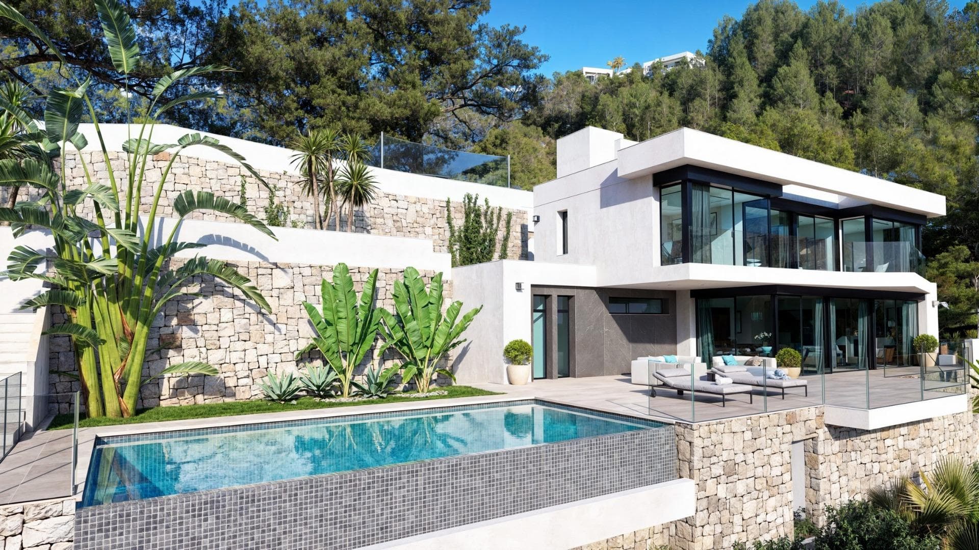 Villa de lujo de nueva construcción con vistas panorámicas al mar en Raco de Galeno, Benissa Costa&#13;&#13;Ubicación exclusiva en la Costa Blanca&#13;Situada en la prestigiosa urbanización Raco de Galeno, en Benissa Costa, esta villa de lujo ofrece una combinación perfecta de diseño moderno y encanto mediterráneo. La propiedad se encuentra a solo 2 km de las playas más cercanas y a solo 5 km de la autopista AP-7, lo que permite un rápido acceso a Moraira, Calpe y otros destinos de renombre de la Costa Blanca. El aeropuerto internacional de Alicante está a unos 80 km, mientras que prestigiosos campos de golf como el Club de Golf Ifach y Altea Golf se encuentran a entre 10 y 15 km.&#13;&#13;Arquitectura moderna e interiores espaciosos&#13;Diseñada para maximizar la luz natural y las espectaculares vistas al mar, la villa presenta una arquitectura contemporánea con grandes ventanales y una integración perfecta entre el interior y el exterior. Distribuida en varios niveles y conectada por un ascensor privado, la casa ofrece cuatro amplios dormitorios, cada uno con su propio cuarto de baño, además de un aseo adicional para invitados. La suite principal cuenta con acceso directo a una terraza privada con vistas panorámicas al Mediterráneo.&#13;&#13;Espacios excepcionales para vivir y recibir invitados&#13;La sala de estar y el comedor de planta abierta se complementan con una cocina de diseño totalmente equipada con electrodomésticos de alta gama, ideal tanto para la vida cotidiana como para celebrar reuniones. Amplias terrazas rodean la propiedad, creando múltiples zonas de relax y entretenimiento al aire libre.&#13;&#13;Estilo de vida de lujo al aire libre&#13;Lo más destacado de esta villa es su piscina infinita, que ofrece vistas panorámicas de la costa. Una generosa terraza junto a la piscina ofrece el espacio perfecto para tomar el sol, cenar al aire libre o disfrutar de inolvidables puestas de sol con la familia y los amigos.&#13;&#13;Características y comodidades de primera calidad&#13;Esta villa de nueva construcción incluye tecnología domótica avanzada, calefacción por suelo radiante y aire acondicionado por conductos, lo que garantiza el confort durante todo el año. La propiedad también ofrece un nivel subterráneo con amplio espacio para usos adicionales.&#13;&#13;Ideal como vivienda permanente o vacacional&#13;Con la construcción totalmente autorizada y su finalización prevista en un plazo de 18 meses a partir de la reserva, esta villa representa una oportunidad única de adquirir una obra maestra contemporánea en uno de los lugares más codiciados de la Costa Blanca. Su proximidad a playas de arena, encantadores pueblos costeros, puertos deportivos, zonas comerciales y actividades al aire libre aumenta su atractivo tanto para vivir de forma permanente como para disfrutar de unas vacaciones de lujo.&#13;&#13;Asegúrese la villa de sus sueños en Raco de Galeno, Benissa Costa, y disfrute del mejor estilo de vida mediterráneo con impresionantes vistas al mar y un confort inigualable.&#13;