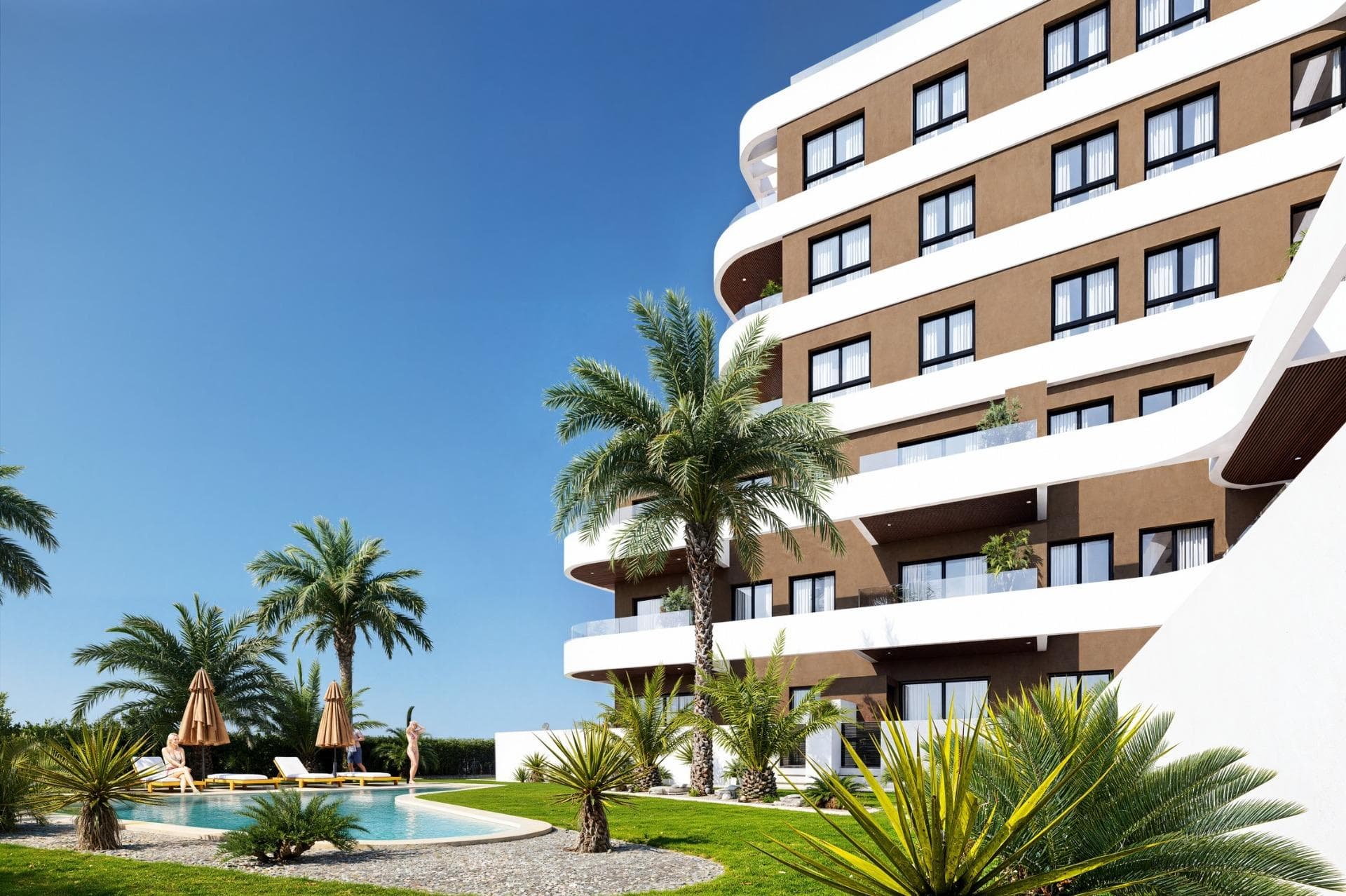 New Build Apartments in Guardamar del Segura – Modern Living Just 1.4 km from the Beach&#13;&#13;Discover a new residential development in Guardamar del Segura, Alicante, offering just 19 exclusive, modern homes designed for comfortable, contemporary living on the Costa Blanca. Ideally located just 1.4 km from the beach and a short walk from the town center, this development combines style, practicality, and a prime coastal setting.&#13;&#13;Exclusive Residential Project with Limited Availability&#13;This boutique development features 2 and 3-bedroom apartments with a range of layouts to suit different needs:&#13;Ground-floor units with spacious private terraces&#13;Mid-level apartments with generous balconies or open terraces.&#13;A spectacular penthouse with a private solarium and swimming pool&#13;&#13;Each property showcases elegant, curved architectural lines, glass railings, and modern finishes—ideal for both year-round residence or a luxurious holiday retreat.&#13;&#13;Premium Finishes and Energy-Efficient Features&#13;Designed for comfort and sustainability, each home includes:&#13;Reinforced front door for added security&#13;Fully furnished kitchen with appliances included&#13;Energy-efficient aerothermal system for hot water&#13;Private parking space included in the price&#13;&#13;The building also features a communal swimming pool and landscaped garden areas, perfect for enjoying the sunny Mediterranean climate.&#13;&#13;Prime Location in Guardamar del Segura&#13;Situated in a well-connected and vibrant part of Guardamar, this development provides easy access to nature, beaches, and essential services. Residents enjoy proximity to supermarkets, restaurants, medical centers, parks, and the town’s famous pine forest and dunes.&#13;&#13;Key distances:&#13;Guardamar town center – 1 km&#13;Closest beach – 1.4 km&#13;Marina – 2 km&#13;Reina Sofía Park – 1.5 km&#13;La Marquesa Golf (Ciudad Quesada) – 9 km&#13;Habaneras Shopping Center (Torrevieja) – 13 km&#13;Alicante-Elche Airport – 33 km&#13;&#13;Public transport connections include direct bus lines to Alicante and Torrevieja, offering easy access without the need for a car.&#13;&#13;Secure Your Apartment on the Costa Blanca&#13;Whether you’re looking for a permanent residence, vacation property, or smart investment, this new development in Guardamar del Segura is the perfect choice. Contact us today to learn more or reserve your new home by the sea.&#13;