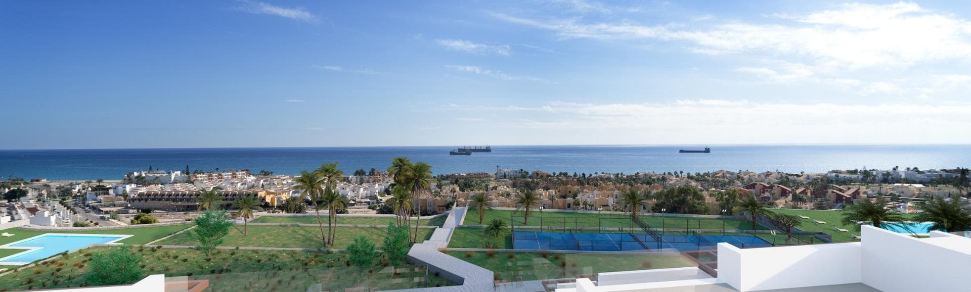 New Build Apartments with Sea Views in Vera Playa, Almería&#13;&#13;Discover this exceptional new residential development in Vera Playa, offering 27 modern apartments in its first phase. Designed to combine comfort, functionality, and spectacular Mediterranean views, this project is ideal for those seeking a home on the Costa de Almería with style and convenience.&#13;&#13;Modern Homes with Sea Views&#13;Each apartment has been thoughtfully designed to maximize natural light and outdoor living. Options include 1, 2, and 3-bedroom layouts, with ground floors featuring private gardens, middle floors with spacious terraces, and penthouses with private solariums. Thanks to the terraced design, all homes enjoy uncovered terraces with stunning views of the sea.&#13;&#13;Quality Finishes and Fully Equipped Homes&#13;Every property comes fully furnished and equipped, ready to move in. Features include:&#13;Furnished kitchen with appliances included&#13;Complete bathrooms with modern fittings&#13;Ducted air conditioning system&#13;Private parking space and storage room&#13;&#13;Exclusive Community Facilities&#13;The highlight of this residential complex is its communal swimming pool, surrounded by landscaped gardens, creating the perfect space to relax, sunbathe, and enjoy family time.&#13;&#13;Prime Location in Vera Playa&#13;Vera Playa is renowned for its long sandy beaches, relaxed lifestyle, and excellent amenities. The development is set in a quiet yet well-connected area with easy access to services and transport links. Key distances include:&#13;Beach: 700 m&#13;Desert Springs Golf Resort: 8 km&#13;Vera town centre: 5 km&#13;Garrucha marina and restaurants: 6 km&#13;Mojácar Commercial Park: 10 km&#13;Almería Airport: 85 km (approx. 1 hour)&#13;High-speed AVE train station (under construction): 3 km&#13;&#13;An Ideal Home or Investment Opportunity&#13;Whether you are looking for a permanent residence, a holiday retreat, or a secure investment, these new build apartments in Vera Playa offer excellent value in one of Almería’s most desirable coastal destinations.&#13;&#13;Make Vera Playa your new home and experience the perfect combination of modern living, sea views, and Mediterranean lifestyle. Contact us today to schedule a visit and secure your dream property on the Costa de Almería.&#13;