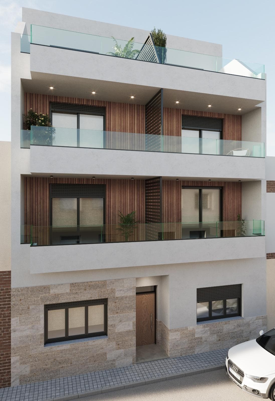 Moderne nybyggede leiligheter i sentrum av Torrevieja, bare 200 m fra sjøen&#13;&#13;Oppdag dette eksklusive boutique-prosjektet med bare 8 moderne nybyggede leiligheter, perfekt beliggende i hjertet av Torrevieja. Bare 200 m fra sjøen i sentrum av byen, tilbyr disse boligene den ideelle kombinasjonen av livet ved sjøen og urbane bekvemmeligheter.&#13;&#13;Moderne design og smart planløsning&#13;Velg mellom 4 studioer eller 4 leiligheter med 2 soverom og 1 bad. Hver bolig er designet med en moderne og funksjonell planløsning som maksimerer naturlig lys og komfort. Høykvalitets finish garanterer holdbarhet og eleganse, noe som gjør disse boligene perfekte både for helårsbeboelse og ferie.&#13;&#13;Eksklusive tjenester i bygningen&#13;Beboerne kan slappe av på felles solterrasse på taket. Pansrede inngangsdører, fullt installert klimaanlegg, gulvvarme på bad og felles heis.&#13;&#13;Dynamisk livsstil i Torrevieja&#13;Torrevieja er en livlig kystby kjent for sine kulturelle og fritidsaktiviteter hele året. Med over 300 soldager i året er området ideelt for å nyte friluftslivet, stranddager, vannsport og kveldsturer langs strandpromenaden. Alle viktige tjenester, som supermarkeder, restauranter, kafeer og underholdningssteder, ligger innen gangavstand.&#13;&#13;Utmerket beliggenhet og gode forbindelser&#13;Den sentrale beliggenheten gir rask tilgang til de viktigste attraksjonene og tjenestene:&#13;Strandpromenade: 200 m&#13;Playa del Cura: 550 m&#13;Torrevieja marina: 500 m&#13;Zenia Boulevard kjøpesenter: 8 km&#13;Golfbaner: 7-10 km&#13;Alicante lufthavn: 45 km&#13;&#13;Ditt middelhavshjem venter på deg&#13;Enten du er på jakt etter et feriested, en investeringseiendom eller en permanent bolig, tilbyr disse moderne, nybygde leilighetene i Torrevieja deg den perfekte muligheten til å nyte middelhavslivet i en privilegert beliggenhet.&#13;&#13;Kontakt oss i dag for å avtale en visning og sikre deg din plass i dette eksklusive kystområdet.&#13;