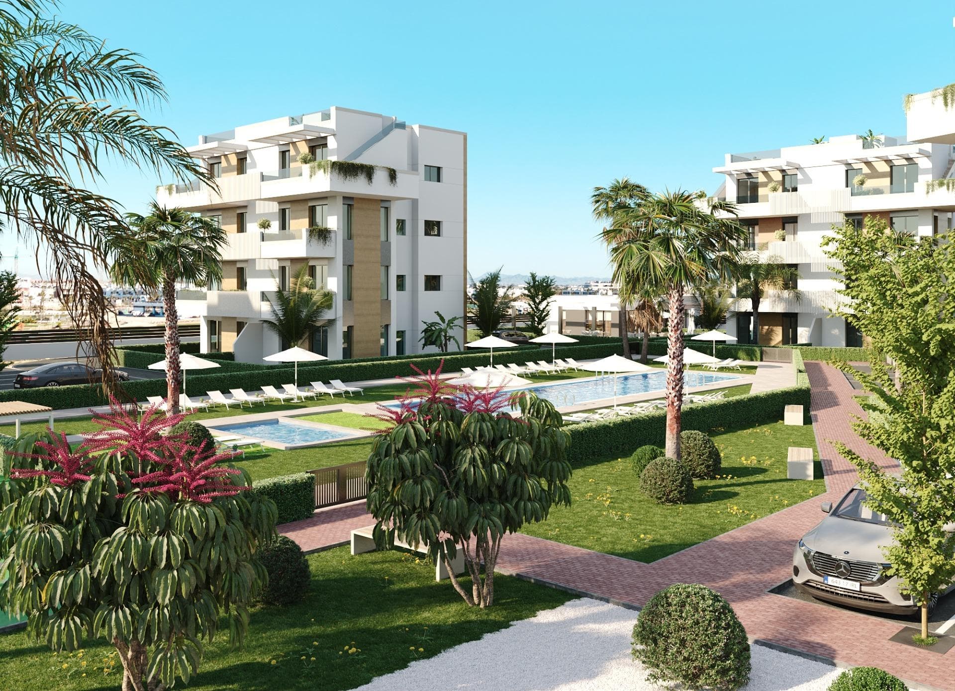 Nybyggede turistleiligheter i Santa Rosalía Lake and Life Resort Costa Cálida&#13;&#13;Førsteklasses beliggenhet i hjertet av Costa Cálida&#13;Disse nybyggede turistleilighetene i Santa Rosalía Lake and Life Resort representerer en av de beste investerings- og livsstilsmulighetene i regionen Murcia. Komplekset ligger mindre enn 4 km fra strendene i Los Alcázares og bare 22 km fra Murcia internasjonale lufthavn, og tilbyr en uovertruffen kombinasjon av tilgjengelighet, fritidsaktiviteter og moderne middelhavsliv. Den historiske byen Cartagena ligger bare 15 minutter unna, mens flere prestisjetunge golfbaner ligger innenfor en radius på 10 km.&#13;&#13;Eksklusivt boligkompleks med 40 leiligheter&#13;Prosjektet består av fem uavhengige bygninger med totalt 40 fullt møblerte leiligheter, fordelt på fire etasjer med to enheter per etasje. Hver leilighet har 2 soverom og 2 bad, designet for komfort og funksjonalitet. Kjøpere kan velge mellom enheter i første etasje med private hager, leiligheter i mellomste etasje med store terrasser eller penthouse-leiligheter med privat solarium og fantastisk utsikt.&#13;&#13;Fullt utstyrte boliger klare til innflytting&#13;Alle eiendommer leveres nøkkelferdige, inkludert møbler, klimaanlegg, belysning, kjøkkenutstyr, sengetøy, håndklær og et dekorasjonspakke. Dette sikrer at både eiere og gjester kan nyte en problemfri opplevelse fra første dag, noe som gjør det til et ideelt produkt for ferieutleie eller personlig bruk.&#13;&#13;Førsteklasses fasiliteter og fellesarealer&#13;Det inngjerdede boligområdet ligger på en 7000 m² stor tomt, designet med tanke på privatliv og sikkerhet takket være perimetergjerde og kontrollert tilgang. Beboere og gjester kan nyte godt av anlagte middelhavshager, felles svømmebassenger, lekeplasser for barn og rikelig med parkeringsplasser. I tillegg inkluderer prosjektet en egen bygning for felles tjenester som resepsjon, kafé, vaskeri og treningsstudio.&#13;&#13;Santa Rosalía Lake and Life Resort Livsstil&#13;Å eie en leilighet her betyr tilgang til de eksklusive fasilitetene i Santa Rosalía Lake and Life Resort, et unikt boligkompleks med mer enn 126 000 m² grøntområder. Høydepunktene inkluderer en spektakulær 17 000 m² krystallklar lagune med hvite sandstrender, to øyer (den ene med egen bar), strandklubber, idrettsanlegg, sykkel- og turstier, paddle- og tennisbaner, minigolf, hundeparker og et livlig klubbhus. Sikkerhets- og vedlikeholdstjenester er tilgjengelige 24/7, noe som gir trygghet for både beboere og besøkende.&#13;&#13;Invester i kvalitet og livsstil&#13;Disse nybygde turistleilighetene kombinerer høyt utleiepotensial med en eksepsjonell livsstil på Costa Cálida. Enten som feriebolig eller investering, er Santa Rosalía Lake and Life Resort et reisemål som garanterer kvalitet og verdi.&#13;&#13;Kontakt oss i dag for å lære mer og sikre deg en leilighet i dette unike middelhavsresortet.&#13;