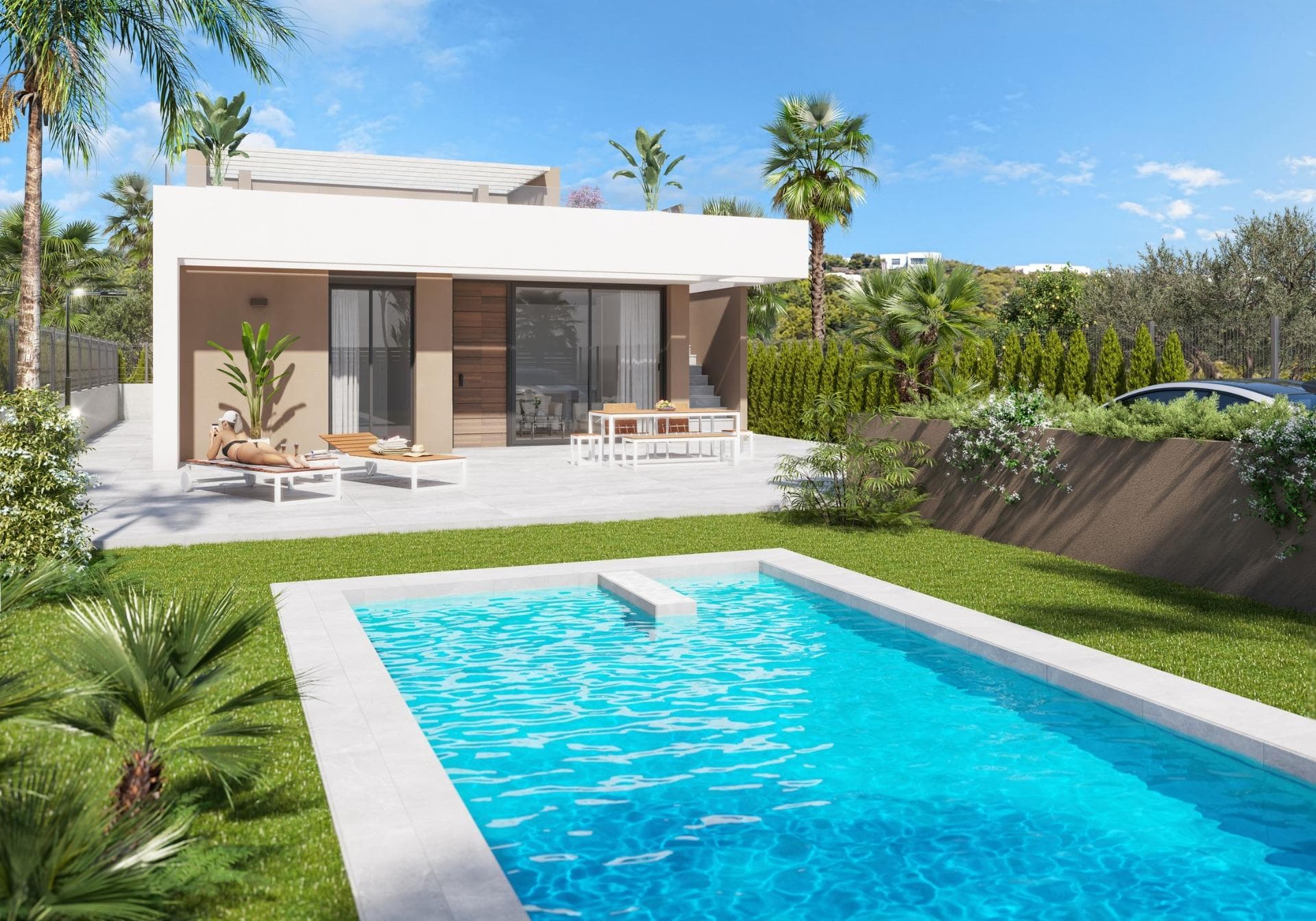 Nybyggede villaer i Vera Playa, Almería: moderne boliger nær sjøen&#13;&#13;Moderne livsstil i Pueblo Salinas, bare 2 km fra stranden&#13;Vi presenterer et imponerende nytt boligprosjekt i det ettertraktede området Vera Playa, i den eksklusive urbanisasjonen Pueblo Salinas. Dette moderne komplekset tilbyr en privilegert livsstil bare 2 km fra strendene i Vera (Almería), med spektakulær utsikt over havet og et rolig middelhavsmiljø som er ideelt for å bo hele året eller nyte ferien.&#13;&#13;Elegante boliger med moderne komfort og stil&#13;Denne nye fasen består av 17 villaer av høy kvalitet, hvor du kan velge mellom boliger med 3 eller 4 soverom og 2 eller 3 komplette bad på ett plan for ekstra komfort.&#13;&#13;Med privat svømmebasseng med varmepumpe og parkeringsplass på tomten med forhåndsinstallert ladepunkt for elbiler, tilbyr de maksimal komfort i en uovertruffen beliggenhet, ideelt for å nyte solen, stranden og livskvaliteten ved Middelhavet hele året.&#13;&#13;&#13;Noen av disse boligene har kjeller (som gir ekstra plass som kan tilpasses dine behov og livsstil) og/eller privat solarium på taket med sommerkjøkken og pergola med solcellepaneler.&#13;&#13;Villaene har elegante og funksjonelle interiører, fullt utstyrte kjøkken med alle hvitevarer, og inkluderer også forhåndsinstallert klimaanlegg. &#13;&#13;Alle boligene har:&#13;&#13;Åpne kjøkken fullt utstyrt med innebygd kjøleskap, oppvaskmaskin, induksjonstopp, stekeovn, mikrobølgeovn og avtrekksvifte&#13;Lyse og luftige rom med LED-belysning i hele boligen (unntatt soverommene)&#13;Motoriserte persienner i soverommene&#13;Bad med moderne finish, inkludert håndklestørkere, dusjkar med glassvegger og innebygde møbler&#13;Forhåndsinstallert klimaanlegg&#13;Aerotermisk system for effektiv varmtvannsproduksjon&#13;Sikkerhetsdør&#13;&#13;Privilegert beliggenhet med gode forbindelser&#13;Vera Playa er et populært kyststed kjent for sine brede sandstrender og avslappede livsstil. Beliggenheten til boligområdet gir enkel tilgang til viktige tjenester og attraksjoner:&#13;&#13;Strand: 2 km&#13;Desert Springs Golf Resort: 8 km&#13;Vera sentrum: 5 km&#13;Garrucha marina og restauranter: 6 km&#13;Mojácar kjøpesenter: 10 km&#13;Almería lufthavn: 85 km (1 time med bil)&#13;&#13;Gjør Vera Playa til ditt nye hjem&#13;Enten du er på utkikk etter en permanent bolig, et feriested eller en smart investering, tilbyr disse nybygde villaene enestående verdi i et av de mest ettertraktede områdene på Costa de Almería. Kontakt oss i dag for mer informasjon og for å avtale en visning.&#13;