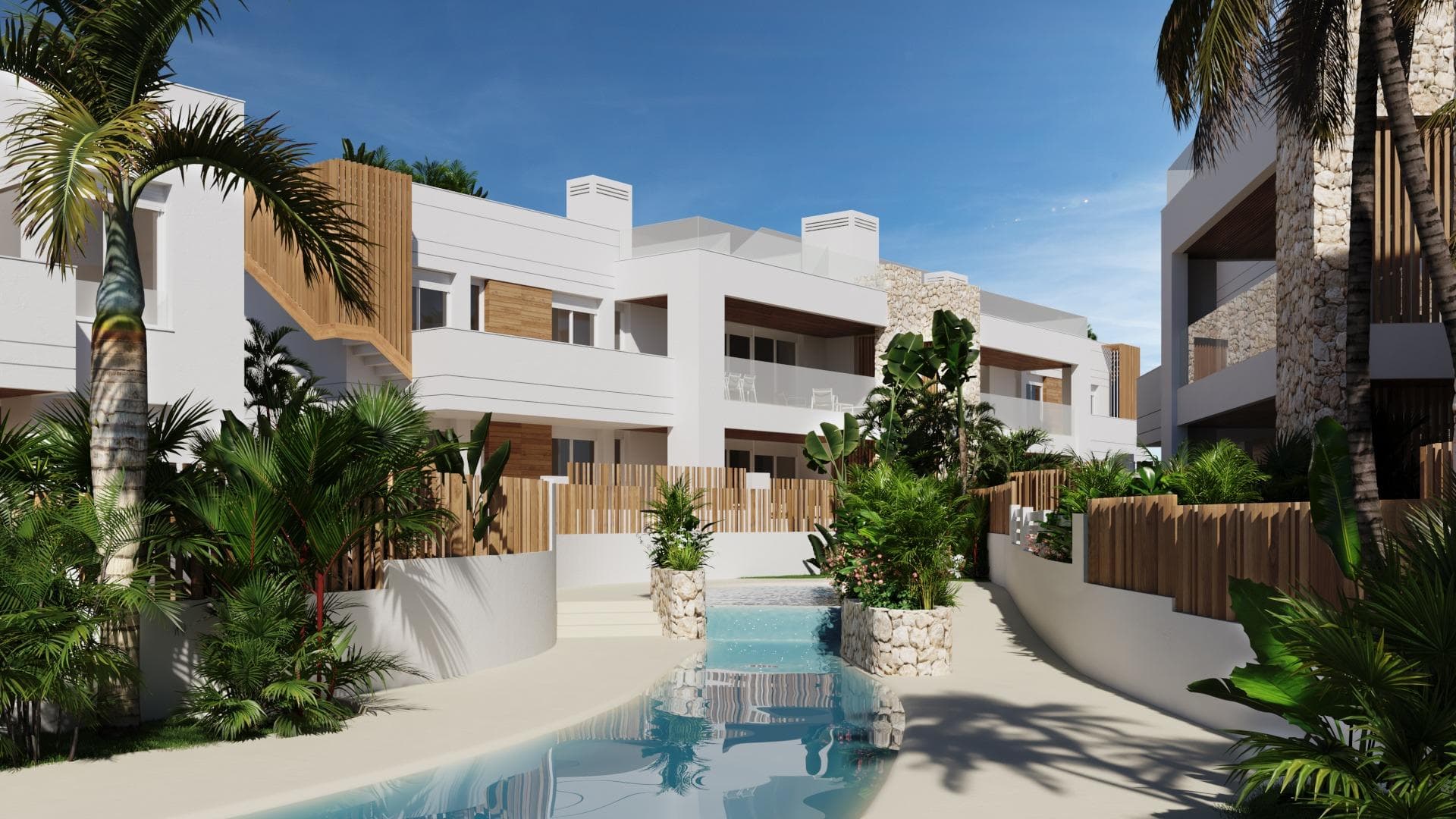 New Build Villas and Bungalows Just 250 Meters from the Beach in Mar de Pulpí&#13;&#13;Exclusive Residential Project with Villas and Bungalows Near the Sea&#13;Discover an exceptional new development located just 250 meters from La Entrevista beach in Mar de Pulpí, Almería. This exclusive residential complex offers two distinct living options: 10 independent villas and 8 bungalows, each designed to offer spacious interiors and high-quality outdoor areas.&#13;&#13;Located in one of the most peaceful and scenic areas of the Costa de Almería, this project is ideal for those seeking a modern and comfortable home close to the sea, surrounded by natural beauty and essential amenities.&#13;&#13;Luxury Villas with Basement Garages and Private Terraces&#13;The villas feature three spacious bedrooms, each with its own en-suite bathroom. On the ground floor, you'll find a generous bedroom, while the upper level includes two more bedrooms with access to private terraces. The basement garage, directly connected to the villa, offers space for at least two vehicles and bicycles, with natural lighting and ventilation, plus generous storage space.&#13;&#13;Stylish Bungalows with Private Gardens or Solariums&#13;Choose between ground-floor bungalows with private gardens or top-floor options with private solariums. Each bungalow includes two bedrooms, two bathrooms, and a private pool or jacuzzi. They also come with elevators, enhancing accessibility and comfort.&#13;&#13;The master bedrooms include walk-in closets and large fitted wardrobes, while expansive terraces with bar areas make entertaining and relaxing a joy.&#13;&#13;Comfort, Style, and Premium Features&#13;All homes in the development are equipped with:&#13;&#13;Double-glazed windows with solar protection and thermal break&#13;Electric underfloor heating in all bathrooms&#13;Air conditioning (hot and cold)&#13;Motorized shutters&#13;Modern bathrooms with suspended furniture, mirrors, and shower screens&#13;Energy-efficient hot water production via aerothermal systems&#13;&#13;The residential community also features a multi-level communal pool, offering a shared space for relaxation and enjoyment.&#13;&#13;Prime Location on the Costa de Almería&#13;Located just 250 m from the sandy beach, and only 3 km from San Juan de los Terreros, residents can enjoy a range of amenities including supermarkets, restaurants, shops, and essential services.&#13;&#13;Distances to key points of interest:&#13;&#13;Beaches of La Entrevista – 0.25 km&#13;San Juan de los Terreros – 3 km&#13;Aguilón Golf Course – 7 km&#13;Águilas city centre and marina – 12 km&#13;Murcia-Corvera Airport – 95 km&#13;Almería Airport – 115 km&#13;&#13;Secure Your Dream Home by the Sea&#13;Whether you choose a villa or a bungalow, this residential development offers a perfect blend of quality, location, and lifestyle. Contact us today for more information or to arrange a viewing — your ideal coastal home awaits in Mar de Pulpí.&#13;