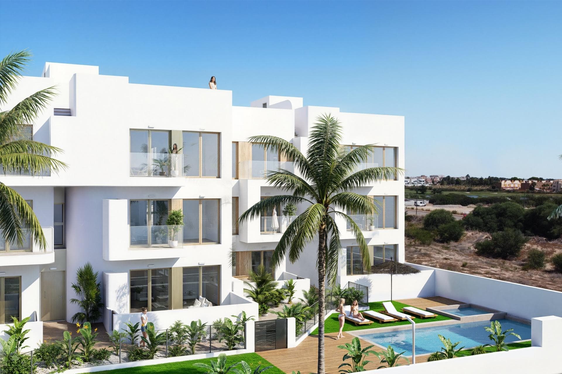 New Build Residential Complex in Los Alcázares on the Frontline of Serena Golf&#13;&#13;Exclusive Living on the Costa Cálida&#13;Discover this new residential development in Los Alcázares, perfectly located on the frontline of Serena Golf and just 1.3 km from the beaches of the Mar Menor. Nestled in the heart of the Costa Cálida, this project combines modern architecture, comfort, and exceptional surroundings. With excellent road connections, the complex is only 30 km from Murcia Airport (25 minutes) and 90 km from Alicante Airport (55 minutes), offering easy access to Cartagena, Murcia, and the Costa Blanca.&#13;&#13;Contemporary Homes with Exceptional Design&#13;The residential complex includes 18 elegant apartments and 7 exclusive villas, each designed to maximize space, light, and functionality. Residents will enjoy breathtaking views of the golf course and, from the upper floors, the sparkling waters of the Mar Menor.&#13;&#13;Choose from:&#13;Apartments with 2 or 3 bedrooms and 2 bathrooms, all with dual orientation and two terraces for all-day sunlight.&#13;Ground-floor apartments with private gardens.&#13;Middle-floor units with large terraces.&#13;Penthouses with two terraces, private solarium, and panoramic views.&#13;Detached villas on the frontline of golf, with 3 bedrooms, 2 bathrooms, basement, solarium, and private pool.&#13;&#13;Premium Features and Amenities&#13;Every home is equipped with high-quality finishes and modern comforts, including:&#13;Parking space and storage room&#13;Aerothermal hot water system&#13;Pre-installed ducted air conditioning&#13;Electric shutters and full lighting package&#13;Fully fitted bathrooms with furniture and shower screens&#13;Communal swimming pool and landscaped gardens&#13;Elevator in the apartment blocks&#13;&#13;Perfect Location for Golf and Beach Lovers&#13;Situated in a privileged enclave, the development is surrounded by the peaceful greenery of Serena Golf and lies just a short walk from the warm, shallow waters of the Mar Menor. This unique area offers year-round opportunities for swimming, sailing, paddleboarding, and other water sports, making it ideal for both relaxation and activity.&#13;&#13;Key distances:&#13;Beach (Mar Menor): 1.3 km&#13;Serena Golf: Adjacent to the complex&#13;Los Alcázares town center: 2 km&#13;Cartagena: 22 km&#13;Murcia city: 40 km&#13;Murcia Airport: 30 km (25 minutes)&#13;Alicante Airport: 90 km (55 minutes)&#13;&#13;Secure Your Mediterranean Lifestyle&#13;This development in Los Alcázares offers the perfect combination of beach, golf, and modern living. Whether as a permanent residence, holiday retreat, or investment, it provides everything needed for an authentic Mediterranean lifestyle.&#13;Contact us today to arrange a visit and secure your new home on the Costa Cálida.&#13;