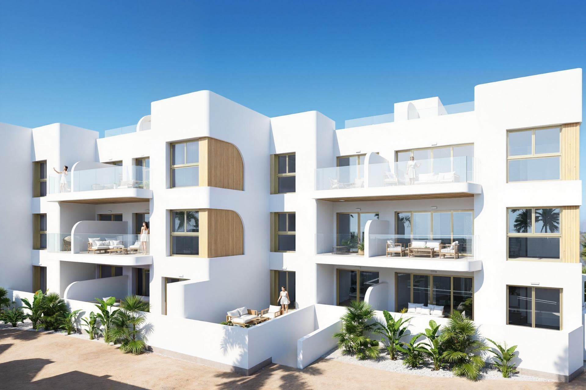 New Build Residential Complex in Los Alcázares on the Frontline of Serena Golf&#13;&#13;Exclusive Living on the Costa Cálida&#13;Discover this new residential development in Los Alcázares, perfectly located on the frontline of Serena Golf and just 1.3 km from the beaches of the Mar Menor. Nestled in the heart of the Costa Cálida, this project combines modern architecture, comfort, and exceptional surroundings. With excellent road connections, the complex is only 30 km from Murcia Airport (25 minutes) and 90 km from Alicante Airport (55 minutes), offering easy access to Cartagena, Murcia, and the Costa Blanca.&#13;&#13;Contemporary Homes with Exceptional Design&#13;The residential complex includes 18 elegant apartments and 7 exclusive villas, each designed to maximize space, light, and functionality. Residents will enjoy breathtaking views of the golf course and, from the upper floors, the sparkling waters of the Mar Menor.&#13;&#13;Choose from:&#13;Apartments with 2 or 3 bedrooms and 2 bathrooms, all with dual orientation and two terraces for all-day sunlight.&#13;Ground-floor apartments with private gardens.&#13;Middle-floor units with large terraces.&#13;Penthouses with two terraces, private solarium, and panoramic views.&#13;Detached villas on the frontline of golf, with 3 bedrooms, 2 bathrooms, basement, solarium, and private pool.&#13;&#13;Premium Features and Amenities&#13;Every home is equipped with high-quality finishes and modern comforts, including:&#13;Parking space and storage room&#13;Aerothermal hot water system&#13;Pre-installed ducted air conditioning&#13;Electric shutters and full lighting package&#13;Fully fitted bathrooms with furniture and shower screens&#13;Communal swimming pool and landscaped gardens&#13;Elevator in the apartment blocks&#13;&#13;Perfect Location for Golf and Beach Lovers&#13;Situated in a privileged enclave, the development is surrounded by the peaceful greenery of Serena Golf and lies just a short walk from the warm, shallow waters of the Mar Menor. This unique area offers year-round opportunities for swimming, sailing, paddleboarding, and other water sports, making it ideal for both relaxation and activity.&#13;&#13;Key distances:&#13;Beach (Mar Menor): 1.3 km&#13;Serena Golf: Adjacent to the complex&#13;Los Alcázares town center: 2 km&#13;Cartagena: 22 km&#13;Murcia city: 40 km&#13;Murcia Airport: 30 km (25 minutes)&#13;Alicante Airport: 90 km (55 minutes)&#13;&#13;Secure Your Mediterranean Lifestyle&#13;This development in Los Alcázares offers the perfect combination of beach, golf, and modern living. Whether as a permanent residence, holiday retreat, or investment, it provides everything needed for an authentic Mediterranean lifestyle.&#13;Contact us today to arrange a visit and secure your new home on the Costa Cálida.&#13;