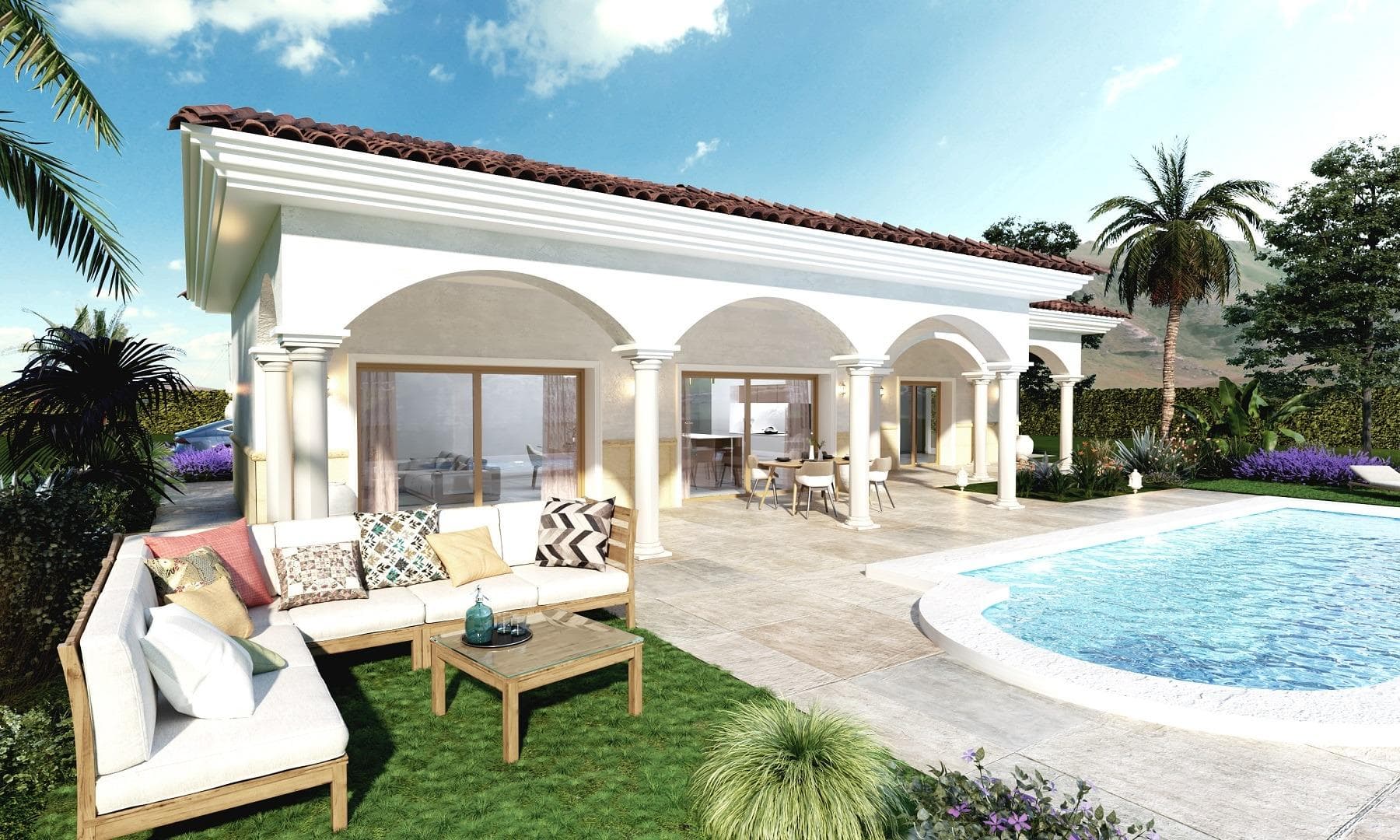 Newly built villas on spacious rural plots in Pinoso, Alicante&#13;&#13;Quiet Mediterranean living in the heart of nature&#13;Discover this exclusive project of newly built villas in Pinoso, a charming town in the interior of the province of Alicante known for its traditional Spanish character, beautiful mountainous landscapes and peaceful surroundings. Perfect for those seeking privacy and space, these villas are built on rustic plots of over 10,000 m² and offer the perfect combination of modern comfort and country living, just 45 km from the coast.&#13;&#13;Customisable villas with multiple layout options&#13;Choose from several villa models with 2, 3 or 4 bedrooms and 2 bathrooms (one of them en suite), all designed on a single floor for maximum comfort. The final price is calculated based on the chosen design, the construction system (slab or structure) and the selected plot. For this advertisement, a plot priced at €60,000 has been considered. If another plot is chosen, the difference will be paid or charged depending on the price of the plot.&#13;&#13;Each villa has a spacious open-plan kitchen and living room, fitted wardrobes and high-quality finishes throughout. Large windows fill the homes with natural light and provide a seamless integration between indoor and outdoor spaces.&#13;&#13;Exceptional outdoor spaces with private swimming pool&#13;Each property is located in a fenced area of approximately 2,500 m² within a 10,000 m² rustic plot, ensuring great privacy and space. The villas include an 8 x 4 m private swimming pool, a porch, a storage room and private outdoor parking.&#13;&#13;Enjoy the peaceful views of the surrounding countryside and mountains while relaxing in your pool or entertaining guests in your spacious garden.&#13;&#13;High-quality construction and modern features&#13;Built under a self-build scheme with delivery approximately 12 months after planning permission is granted, each villa is equipped with top-of-the-range specifications, including:&#13;Armoured entrance door and motorised gate for vehicles&#13;Motorised blinds in the bedrooms&#13;Fully fitted kitchen&#13;Bathrooms with furniture, mirrors and shower screens&#13;Pre-installation for ducted air conditioning&#13;Aerothermal hot water system&#13;&#13;Prime location close to key destinations&#13;Pinoso offers all essential amenities, including shops, restaurants, schools and healthcare services, while maintaining a relaxed and authentically Spanish atmosphere. It is surrounded by natural parks, vineyards and hiking trails, ideal for outdoor enthusiasts.&#13;&#13;Key distances:&#13;Elche: 33 km&#13;Costa Blanca beaches: 45 km&#13;Alicante Airport: 45 km&#13;&#13;Your perfect rural retreat in Alicante&#13;These newly built villas in Pinoso combine the tranquillity of rural life with the comfort of modern design, making them ideal for permanent living, holidays or as an investment.&#13;&#13;Contact us today for more information or to start designing your dream home in Pinoso.&#13;