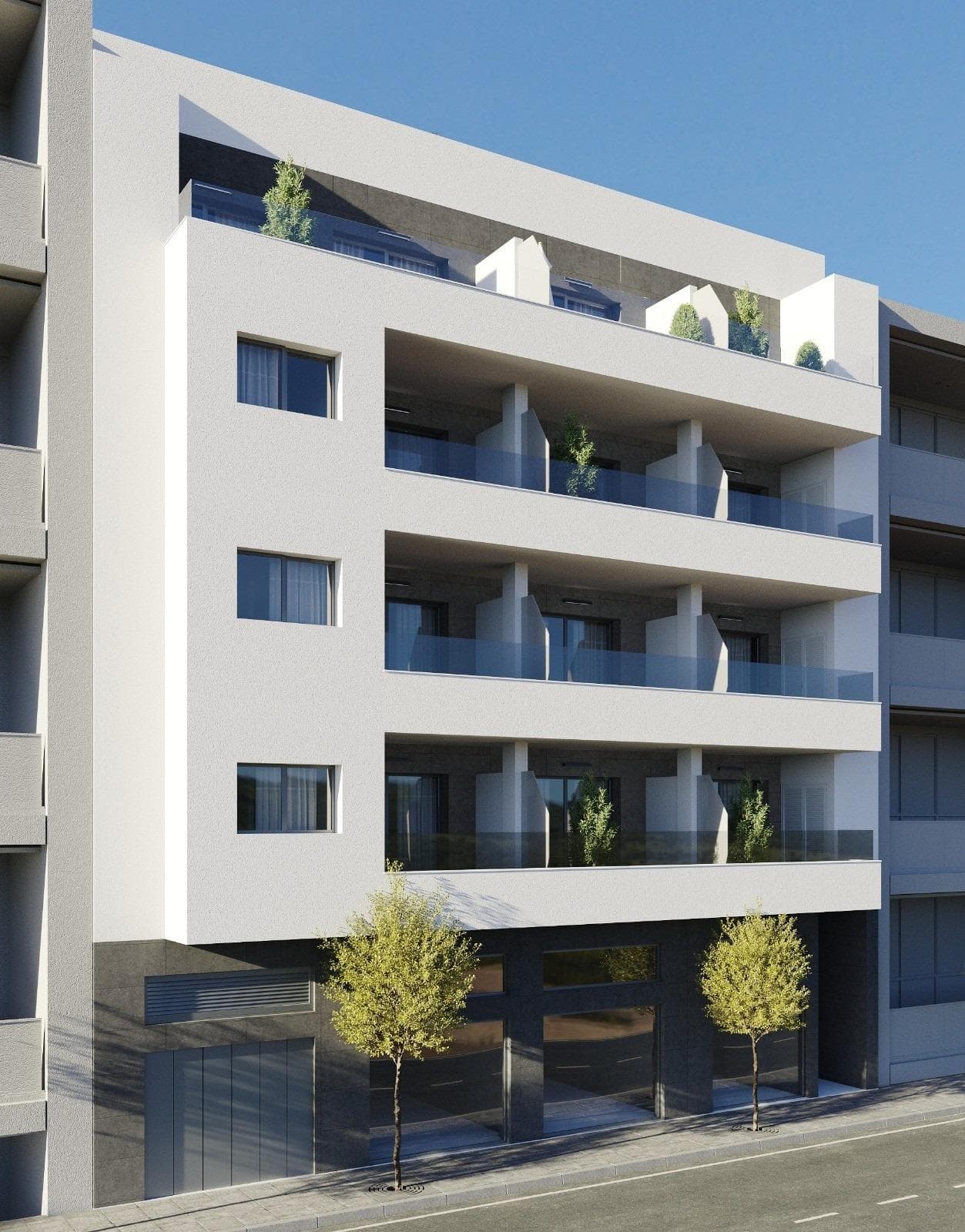 New Build Apartments in Torrevieja Just 400 m from Playa del CuraPrime Location in the Heart of TorreviejaDiscover these brand new apartments and penthouses in one of the most sought after areas of Torrevieja, only 400 m from Playa del Cura and just 150 m from the seafront promenade. Located in the city centre, this vibrant neighborhood offers all essential services within walking distance, including supermarkets, shops, restaurants, cafes and public transport. Torrevieja is a well known coastal city on the Costa Blanca, famous for its mild Mediterranean climate, lively atmosphere and year round lifestyle by the sea.Modern Apartments with Spacious LayoutsThis exclusive new development consists of only 12 apartments and penthouses with 2 or 3 bedrooms, designed to offer comfort, functionality and contemporary style. Middle floor apartments feature generous terraces, while the penthouses enjoy an additional private solarium, ideal for sunbathing or outdoor dining. All homes include an open plan kitchen connected to the living and dining area, creating bright and welcoming interiors. Bedrooms come with fitted wardrobes, and bathrooms are fully equipped with furniture, mirrors and shower screens. Optional underground parking spaces and storage rooms are available at an extra cost.Quality Finishes and Energy Efficient FeaturesThe apartments are built with high quality materials and a strong focus on energy efficiency. Exterior aluminum carpentry includes thermal break technology and double glazing for thermal and acoustic insulation. Motorized shutters add comfort and security. Each home has pre installation for ducted air conditioning and heating, reinforced entrance doors and white lacquered interior doors. Hot water is produced through an aerothermal system, reducing energy consumption and improving sustainability.Rooftop Solarium with Communal PoolResidents can enjoy an exclusive rooftop solarium with a communal swimming pool, accessible by lift or stairs. This private area is perfect for relaxing, sunbathing and enjoying open views over the city. It provides a peaceful retreat above the lively streets of Torrevieja and adds significant value to the development.Torrevieja Lifestyle and SurroundingsTorrevieja is known for its long coastline, sandy beaches and iconic salt lagoons. The Natural Park of La Mata and Torrevieja lagoons is approximately 5 km away and offers walking trails and unique landscapes. Several golf courses such as Villamartin Golf and Las Colinas Golf are within 12 to 18 km. Torrevieja Marina and port are around 1 km away. Alicante Airport is approximately 45 km and Murcia International Airport around 65 km, both with excellent European connections.Your Coastal Home AwaitsDo not miss this opportunity to own a modern new build apartment close to the beach in Torrevieja. Contact us today for more information or to arrange a private viewing.