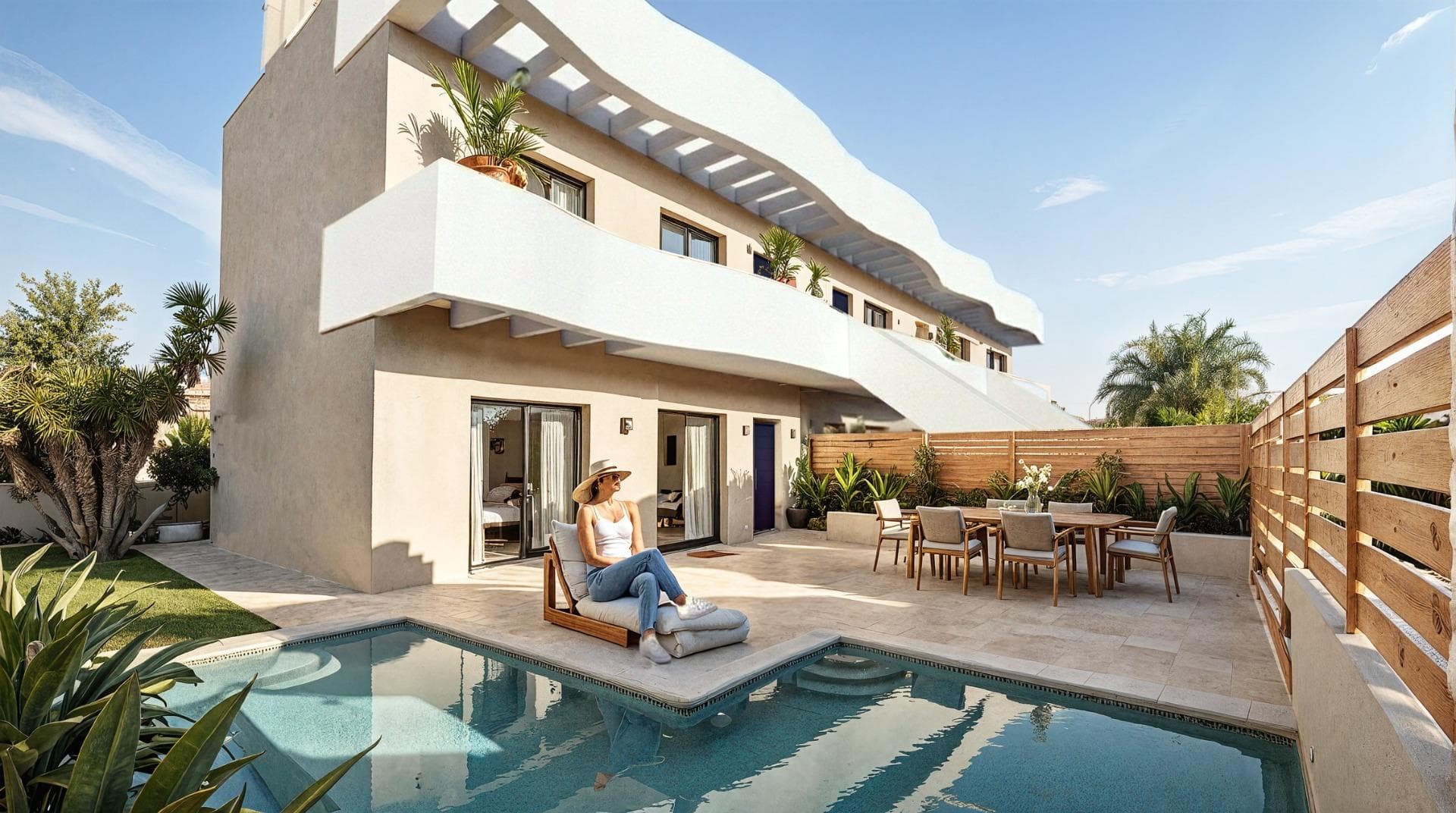 Boutique New Build Bungalows with Private Pool in Pilar de la Horadada, 2 km from beachExclusive Development Near the Beach on the Costa BlancaDiscover this boutique residential development of only six modern bungalows in Pilar de la Horadada, a charming coastal town located in the southern Costa Blanca. Just 2 km from the beautiful sandy beaches of Torre de la Horadada, this project offers a perfect blend of contemporary design, comfort and prime location.Situated in a central and well connected residential area, these homes are within walking distance of the town center, where you will find a wide range of shops, restaurants, cafes and all essential services. Pilar de la Horadada is known for its traditional Spanish atmosphere, welcoming community and relaxed Mediterranean lifestyle.Modern Bungalows with Private Outdoor SpacesAll properties feature three bedrooms and two bathrooms, including a master bedroom with en suite bathroom. Buyers can choose between ground floor and top floor layouts, each offering unique outdoor living options.Ground floor bungalows include a private garden, private swimming pool and on plot parking, ideal for those seeking space and easy access. Top floor properties offer a private terrace and a rooftop solarium with private pool, as well as a designated parking space at ground level.The interiors are designed with open plan living areas, combining kitchen, dining and lounge spaces to maximize natural light and create a seamless flow throughout the home.High Quality Finishes and Contemporary FeaturesThese new build homes are constructed using high quality materials and finishes. Features include smooth plaster walls, porcelain flooring throughout and built in wardrobes.The modern open kitchens come fully furnished and equipped with appliances. Additional features include pre installation for ducted air conditioning, aerothermal system for energy efficient hot water, LED lighting package, electric shutters and video intercom system.Bathrooms are fully fitted with vanity units and mirrors, offering both style and functionality.Prime Location Close to Beaches, Golf and AmenitiesPilar de la Horadada offers an ideal location for both permanent living and holiday homes. The nearby beaches of Torre de la Horadada are approximately 2 km away, known for their golden sand and clear waters.Other key points of interest include Lo Romero Golf 6 km, La Zenia Boulevard shopping center 15 km, Murcia Corvera Airport 40 km and Alicante Airport 55 km. The area also benefits from excellent road connections to nearby coastal towns, marinas and leisure facilities.Ideal Investment Opportunity on the Costa BlancaThis exclusive development offers a rare opportunity to own a stylish new build bungalow in a highly desirable location close to the sea.Contact us today for more information or to arrange a viewing and secure your new home in Pilar de la Horadada.