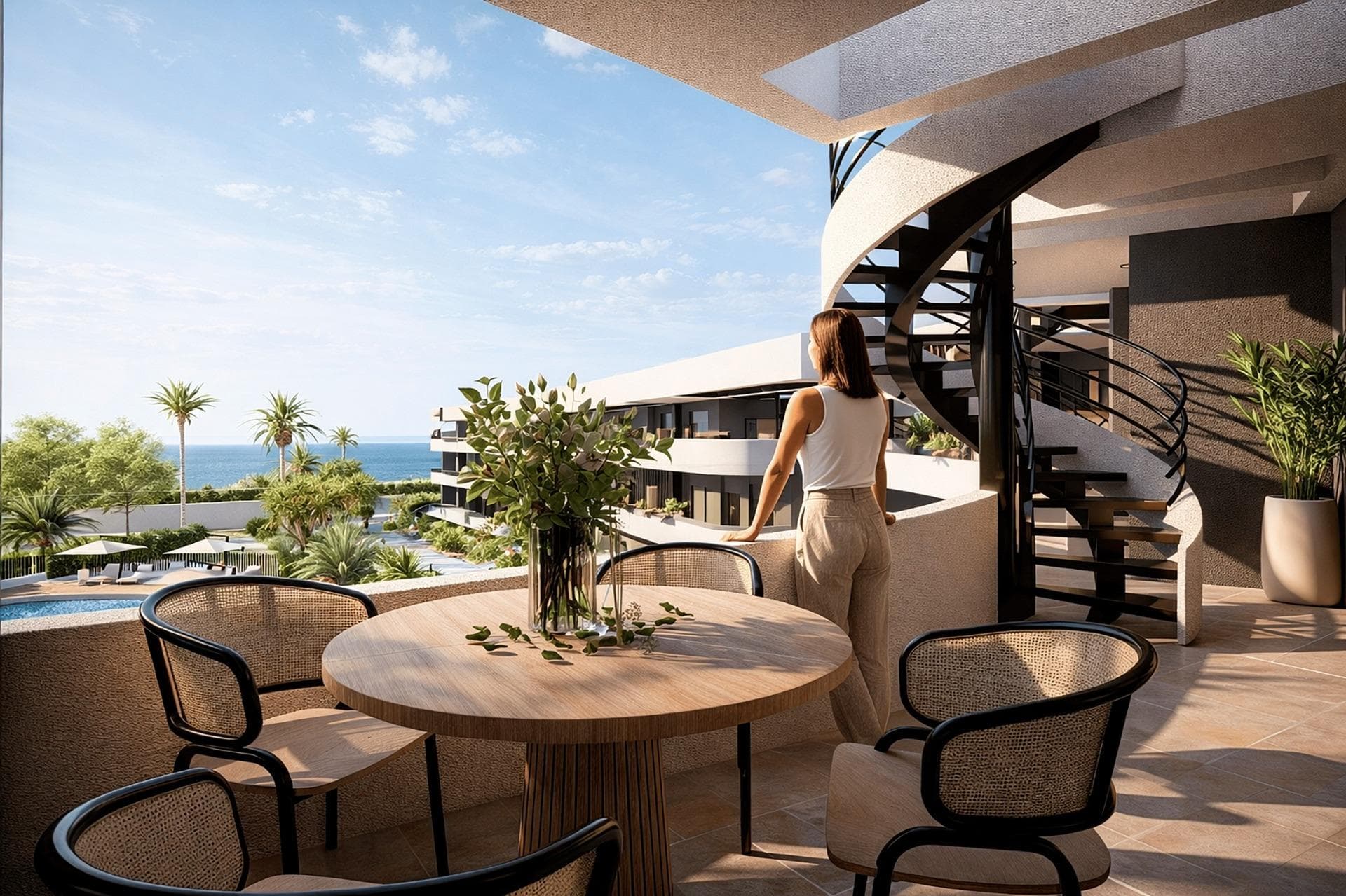 Luxury Golf Front Apartments Near the Sea in Los Alcazares Costa CalidaExclusive New Build Apartments in La Serena GolfDiscover this exceptional new residential development located frontline to La Serena Golf in Los Alcazares, just 700 meters from the Mar Menor beaches. This modern complex offers 28 luxury apartments designed to provide maximum comfort, natural light and a high quality Mediterranean lifestyle.The building features a distinctive J shaped design with a curved facade, carefully oriented to enhance sunlight exposure and open views over the golf course and surrounding landscape. Its prime location combines the tranquility of a golf environment with close proximity to the sea and town center.Modern Apartments with Spacious Terraces and SolariumsThe development offers stylish two and three bedroom apartments, all with two bathrooms including an en suite. Each property has been designed to maximize outdoor living, a key element of life on the Costa Calida.Ground and first floor apartments feature large private terraces, perfect for outdoor dining and relaxation. Top floor properties benefit from generous private solariums, complete with a summer kitchen, offering an ideal space to enjoy the sun all year round.Elegant Interiors and High Quality FinishesInside, the apartments combine modern design with functional layouts. Open plan living areas connect seamlessly with outdoor spaces, creating bright and comfortable environments.The kitchens come fully equipped with appliances, while bathrooms are delivered complete with vanity units, mirrors and shower screens. Additional features include a reinforced security entrance door, aerothermal system for hot water, LED lighting package and pre installation for ducted air conditioning.Communal Areas Designed for RelaxationResidents can enjoy a large communal swimming pool surrounded by beautifully landscaped gardens, providing a peaceful setting to relax and socialize under the Mediterranean sun.Each apartment also includes a private parking space and storage room in the underground garage, ensuring convenience and security.Prime Location Close to Golf, Beach and ServicesThis development is ideally located just 700 meters from the beach and approximately 1.5 km from the center of Los Alcazares, where you will find a wide range of restaurants, shops, cafes and essential services.Los Alcazares is a popular coastal town known for its relaxed atmosphere, long promenades and warm shallow waters. Key distances include Murcia International Airport 35 km, Alicante Airport 95 km, La Serena Golf at your doorstep, Roda Golf 4 km and Cartagena city 25 km.Ideal Investment or Holiday Home on the Costa CalidaThese golf front apartments offer an excellent opportunity to own a modern property in a privileged location close to both the sea and golf.Contact us today to receive more information or to arrange a viewing and secure your new home in Los Alcazares.