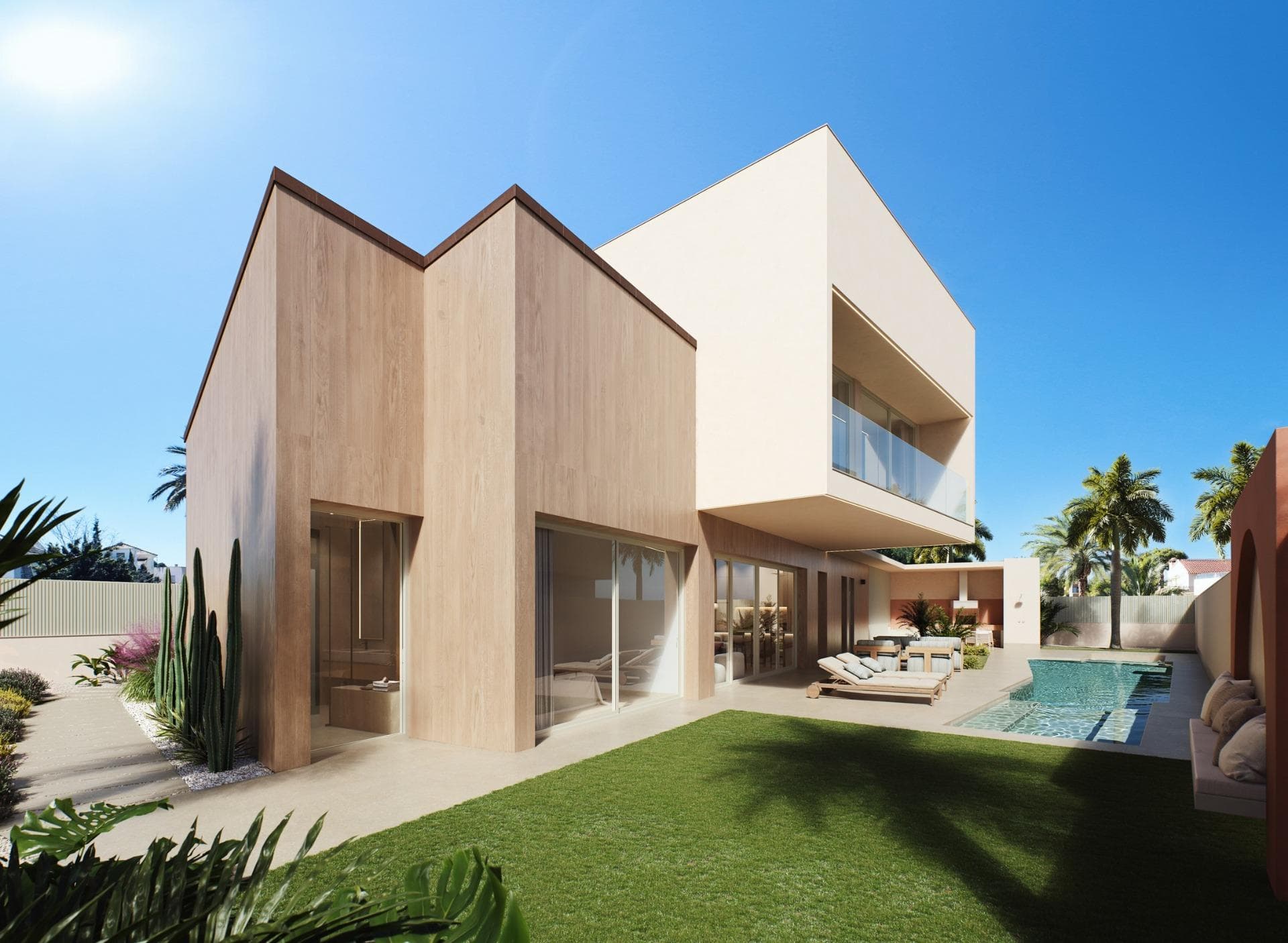 Luxury New Build Villas with Sea Views in Dehesa de Campoamor, Costa Blanca SouthExclusive Contemporary Villas Near the Beach in CampoamorDiscover a unique collection of just two luxury new build villas in the prestigious residential area of Dehesa de Campoamor, one of the most sought after locations on the Costa Blanca South. Designed for buyers who value privacy, space, and a true Mediterranean lifestyle, these exceptional homes combine elegant architecture, modern comfort, and beautiful sea views from the upper floor and rooftop solarium.Located only 850 metres from Playa de La Glea, the villas enjoy a privileged elevated position surrounded by nature, offering tranquility while remaining close to all essential amenities, golf courses, marinas, and shopping centres.Spacious Design and Premium Living SpacesSet on generous plots from 700 m², each villa offers approximately 245 m² of built area distributed over two levels plus a spectacular rooftop solarium. Buyers can choose between 3 or 4 bedrooms and 3 or 4 bathrooms, creating a home tailored to their lifestyle requirements.The layout has been carefully designed to maximise natural light and the connection between indoor and outdoor living. A luxurious master suite on the ground floor provides convenience and privacy, while additional bedrooms on the upper level enjoy open views and direct access to outdoor spaces.High Quality Specifications and Energy EfficiencyEvery detail has been selected to deliver comfort, efficiency, and contemporary style. Features include a fully equipped designer kitchen with Bosch appliances, ducted air conditioning, aerothermal hot water system, photovoltaic solar panels, LED lighting package, motorised blinds, and high performance exterior carpentry with thermal break technology.The villas also include a double parking area and a private enclosed garage within the plot.Private Outdoor OasisThe exterior spaces have been designed for year round enjoyment. Relax beside the private swimming pool with integrated jacuzzi, entertain guests in the summer kitchen, or unwind under the elegant pergola while enjoying the Mediterranean climate and sea breeze.Prime Location in Dehesa de CampoamorCampoamor is renowned for its exclusive atmosphere, natural beauty, and outstanding coastal lifestyle. Residents enjoy easy access to golden sandy beaches, protected natural parks, excellent restaurants, golf resorts, and leisure facilities.Distances to key points of interest:Playa de La Glea: 0.85 kmLas Ramblas Golf Course: 3 kmReal Club de Golf Campoamor: 4 kmZenia Boulevard Shopping Centre: 6 kmTorrevieja: 13 kmMurcia International Airport: 45 kmAlicante International Airport: 70 kmYour Dream Home on the Costa BlancaWith over 300 days of sunshine per year, outstanding specifications, sea views, and a prime location close to the beach, these exclusive villas represent an exceptional opportunity as a permanent residence, luxury holiday home, or investment property.Contact us today for more information or to arrange a private viewing of these spectacular new build villas in Dehesa de Campoamor.