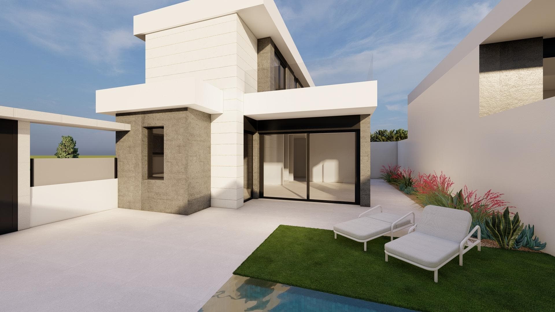 Villas modernas de nueva construcción en Pilar de la Horadada, cerca de la playaColección exclusiva de villas unifamiliares en la Costa BlancaDescubra esta atractiva promoción de nueva construcción compuesta por solo cuatro villas independientes en Pilar de la Horadada, una de las ubicaciones más codiciadas del sur de la Costa Blanca. Diseñadas para combinar arquitectura moderna, comodidad y funcionalidad, estas viviendas contemporáneas ofrecen el entorno perfecto para la residencia permanente, las escapadas vacacionales o la inversión inmobiliaria en España.Situadas en una tranquila zona residencial a las afueras de la localidad, las villas gozan de una ubicación privilegiada a poca distancia a pie del centro de la ciudad y a solo 3 km de las hermosas playas mediterráneas de Torre de la Horadada.Viviendas contemporáneas diseñadas para la vida mediterráneaLa promoción ofrece una selección de villas unifamiliares distribuidas en una o dos plantas, lo que permite a los compradores elegir la distribución que mejor se adapte a su estilo de vida.Cada propiedad cuenta con 3 amplios dormitorios y 2 cuartos de baño totalmente equipados, incluido un cuarto de baño en suite en el dormitorio principal. La luminosa zona de salón y comedor de planta abierta conecta a la perfección con una moderna cocina de estilo americano, creando un espacio práctico y acogedor para la vida cotidiana y el entretenimiento.Las villas de dos plantas también cuentan con un aseo adicional para invitados y una amplia terraza soleada en la primera planta, perfecta para relajarse y disfrutar del agradable clima durante todo el año.Espacios exteriores privadosCada villa se encuentra en una parcela privada diseñada para maximizar el disfrute al aire libre. El jardín ajardinado incluye una piscina privada y una zona de aparcamiento en la propia parcela, lo que proporciona privacidad y comodidad.Las zonas exteriores ofrecen el escenario ideal para reuniones familiares, cenas al aire libre y para aprovechar al máximo los más de 300 días de sol que caracterizan a la Costa Blanca.Especificaciones de calidad y características modernasEstas viviendas están construidas con materiales de calidad y acabados modernos para garantizar el confort y la eficiencia energética.Características incluidas:Muebles de cocina a medidaBaños completos con muebles de tocador, espejos y mamparas de duchaArmarios empotradosPreinstalación para aire acondicionado por conductosPiscina privadaAparcamiento privado dentro de la parcelaExcelente ubicación en Pilar de la HoradadaPilar de la Horadada es una localidad española tradicional que ofrece una maravillosa combinación de encanto local y comodidades modernas. Los residentes disfrutan de una amplia selección de tiendas, restaurantes, supermercados, bancos, instalaciones deportivas, rutas ciclistas y senderos para caminar. La animada Plaza de la Iglesia y la Calle Mayor ofrecen un auténtico ambiente mediterráneo durante todo el año.Distancias clave:Playa de Torre de la Horadada: 3 kmCampo de golf Lo Romero: 6 kmPlaya de Las Higuericas: 4 kmPuerto deportivo de Torre de la Horadada: 4 kmCentro comercial Zenia Boulevard: 15 kmAeropuerto de Murcia-Corvera: 45 kmAeropuerto Internacional de Alicante: 75 kmTu nuevo hogar en la Costa BlancaCombinando un diseño moderno, espacios exteriores privados, una excelente calidad de construcción y una fantástica ubicación cerca de la playa y de todos los servicios, estas exclusivas villas representan una oportunidad excepcional en la Costa Blanca Sur.Póngase en contacto con nosotros hoy mismo para obtener más información y reserve su nueva villa en Pilar de la Horadada antes de que se agote esta colección limitada.