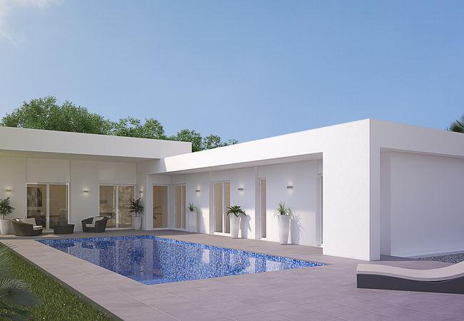VILLA MEDITERRANEA EN TIPICO PUEBLO ESPAÑOL&#13;&#13; Fantastico Chalet de Obra nueva construido sobre una parcela de 500 m2 en La Romana.&#13;&#13; El chalet tiene una superficie construida de 134.33m2, en una sola planta, con un porche de 15.35m2, un salón-comedor-cocina de 41.80m2, 3 dormitorios, 2 baños, una galerí­a.&#13;&#13; Incluido en el precio:&#13;&#13; Electrodomésticos: vitrocerámica, horno, extractor, lavavajillas, frigorí­fico y lavadora.&#13; Aire acondicionado con bomba de calor, instalación + máquina&#13; Baños con mueble de baño con espejo, mampara y griferí­a&#13; Cocina con muebles blancos y granito nacional&#13; Led interior en toda la vivienda y en el porche&#13; Doble acristalamiento, puertas interiores y armarios empotrados blancos.&#13; Pavimento alrededor de la vivienda y piscina y zona de aparcamiento de vehí­culo, grava, céspes y plantas.&#13; Puerta de vehí­culos puerta automática y puerta peatonal.&#13; Piscina&#13;&#13; Si buscas un entorno tranquilo, cerca de pueblos tipicos españoles, rodeado de montañas y a unos 30 minutos del mar, esta es tu casa!&#13;