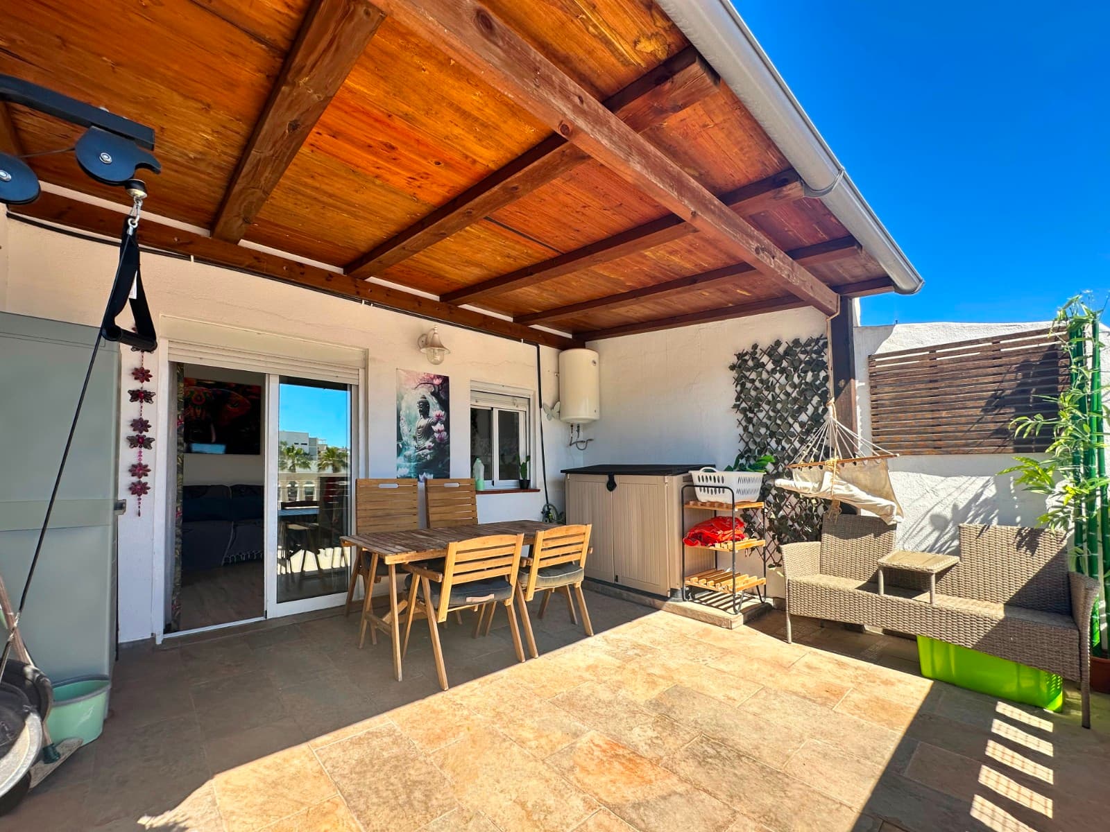 This is a unique and exceptional opportunity. This two-bedroom, mediterranean-style bungalow is situated on the first floor of the gated complex Residencial Regia Roig I, in the heart of Orihuela Costa. Have you had the opportunity to explore the beaches and marinas of Cabo Roig and Campoamor?It enjoys a convenient location in close proximity to the attractive Cabo Roig beach, and offers both a practical balcony with uninterrupted views and a secluded garden space, allowing for year-round enjoyment of the property.The residential complex has been designed to include a communal garden area, where residents will have the opportunity to relax in the sun or take a swim in the large outdoor pool. We would like to emphasise that this represents an exceptional opportunity for residential and investment purposes in one of the most central areas of Orihuela Costa, with close proximity to all services, making it an ideal choice for those who prioritise convenience.