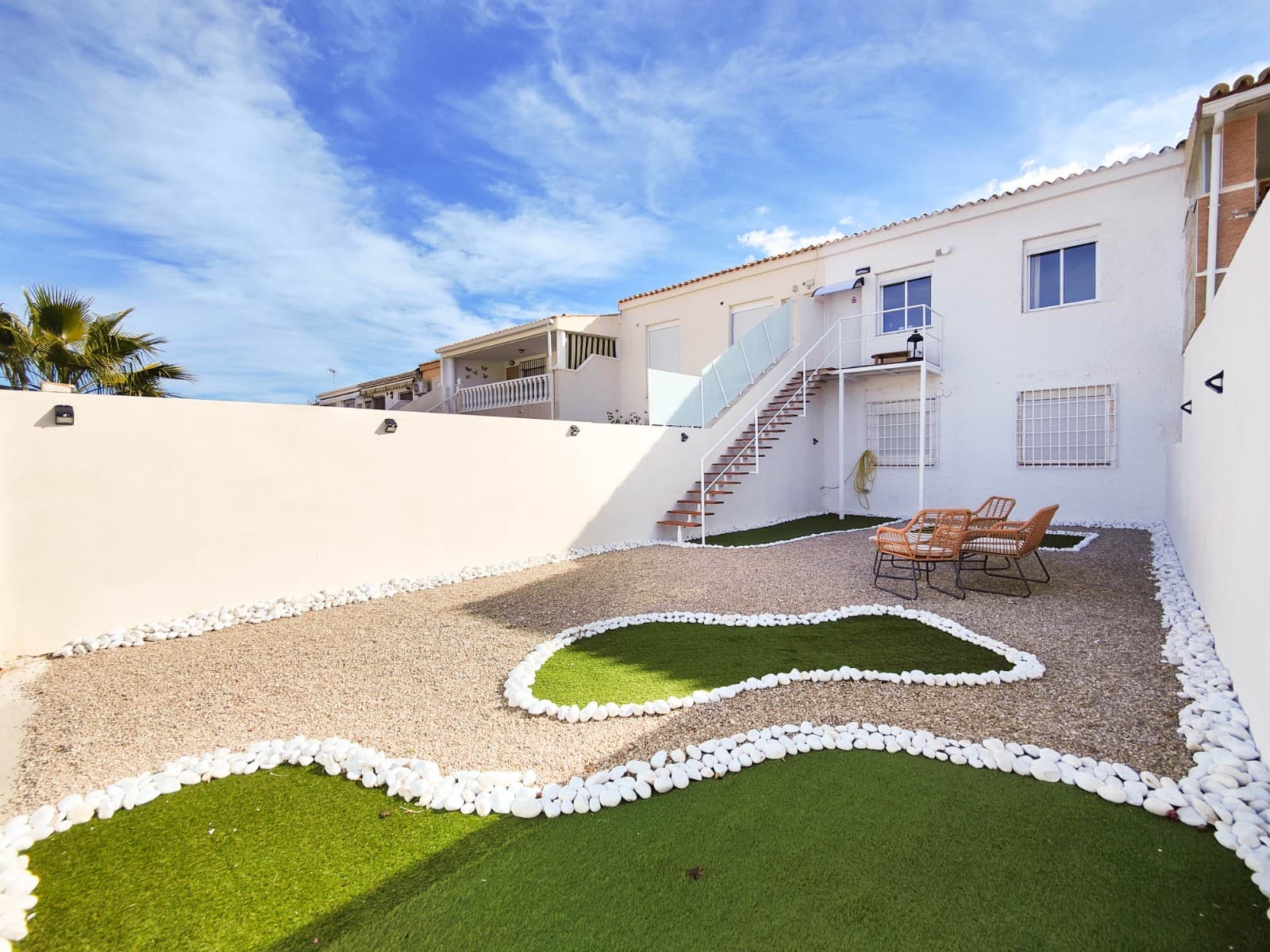 Discover this charming fully refurbished top-floor bungalow located in the sought-after area of La Regia (Orihuela Costa), completely ready to move into.With 69 m² built, the property offers a modern, functional and welcoming atmosphere. It features 2 bright bedrooms, 1 renovated bathroom, a comfortable living-dining room, and a fully equipped contemporary kitchen, ideal for everyday use.The highlight of the home is its spacious west facing private rear garden of approx. 92 m² — a versatile area perfect for relaxing, enjoying outdoor meals, or even parking your car inside the property, acting as a practical private parking/patio.To the front of the property there is another east facing terrace with lovely open views.Located in one of the most desirable areas of Orihuela Costa, this bungalow combines comfort, style and Mediterranean living in a privileged environment.A fantastic opportunity for those seeking quality and a home ready to enjoy from day one.