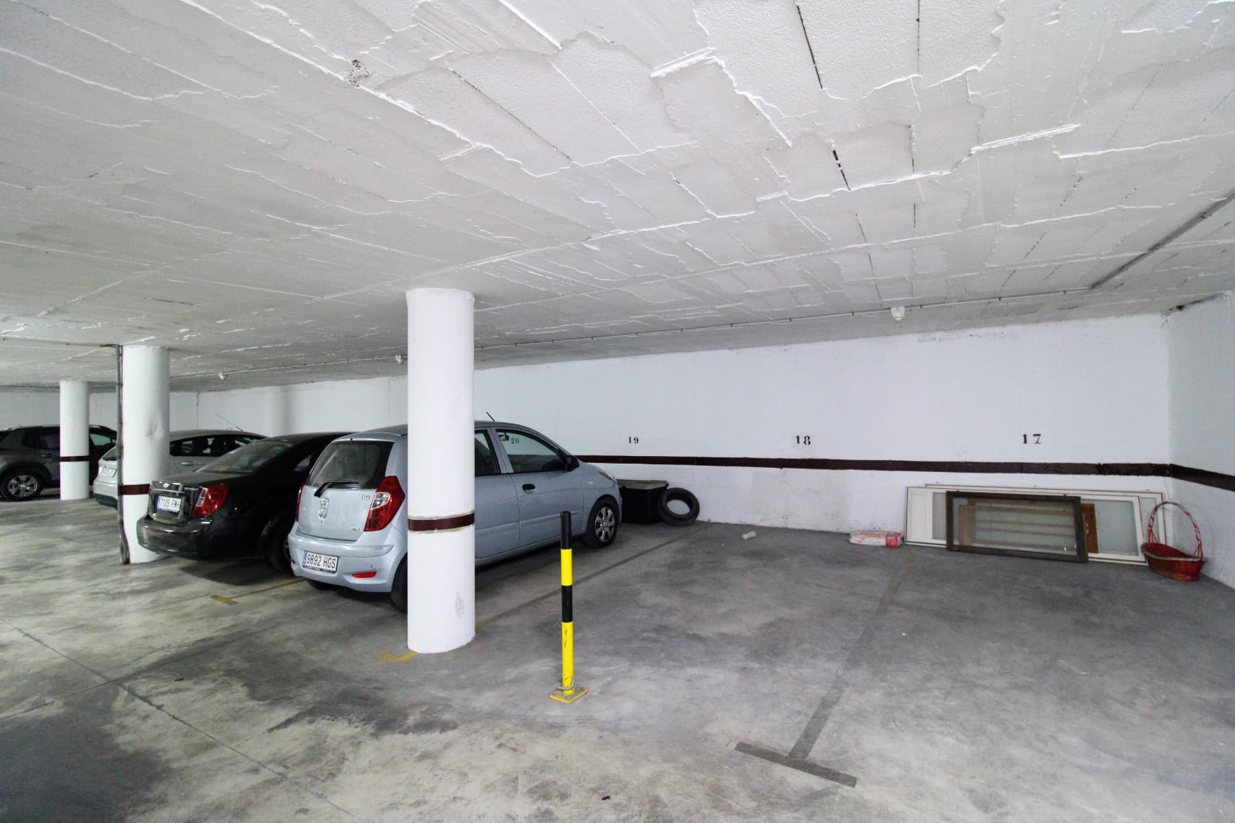 Parking place and locked storage room in a central location in Torrevieja. The parking place has a block to prevent unauthorized parking. The storage room is opposite of the parking space. The parking space and storage room are located in floor -2, with access via a ramp. Sale possible from 28.10.2024. 

Community fees for the parking place 150€/year, for the storage 60€/year.
