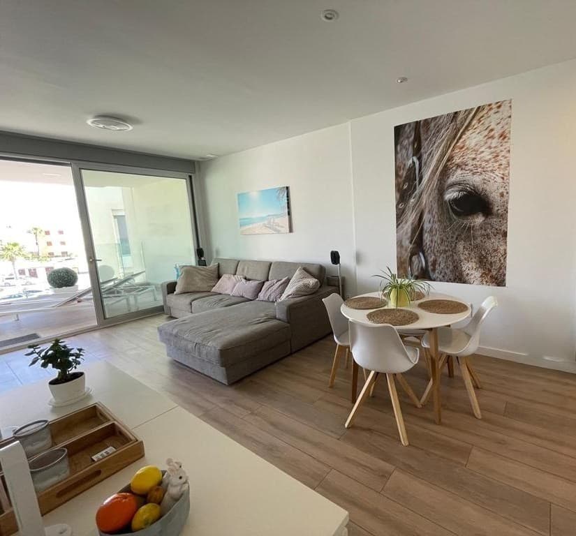 Luxury 2-Bedroom Apartment in a Prime Location. Discover this stylish second-floor apartment in EMA Residencial, Villamartín, located in one of the most sought-after areas of Orihuela Costa.The apartment features 2 spacious bedrooms, 2 modern bathrooms, a bright living area with an open-plan kitchen, and large windows that flood the space with natural light. With a living area of 94 m² and a spacious southwest-facing terrace of 23 m², this property offers the perfect combination of comfort, space, and Mediterranean outdoor living.From the living room, you have direct access to the sunny terrace overlooking the beautifully maintained communal areas, an ideal place to relax and enjoy the sun until the evening hours. The apartment also includes a private parking space and benefits from high-quality finishes with elegant, modern materials throughout.This gated residence, built in 2024, offers exclusive amenities such as a large communal swimming pool, children’s pool, fitness room, and landscaped green areas. In addition, the apartment has an Energy Rating B, ensuring energy efficiency and added living comfort.The beaches of Playa Flamenca and Cabo Roig, as well as the popular La Zenia Boulevard shopping centre, are located just 2.5 km away. Supermarkets, restaurants, bars, and all daily amenities are within walking distance. Golf enthusiasts will appreciate the exceptional location close to renowned golf courses such as Villamartín Golf, Las Ramblas Golf, Campoamor Golf, and the exclusive Las Colinas Golf & Country Club.Thanks to the Mediterranean climate with more than 300 days of sunshine per year, this apartment is ideal as a holiday home, permanent residence, or investment property with excellent rental potential.Interested&8364; Contact me today for more information or to schedule a viewing.