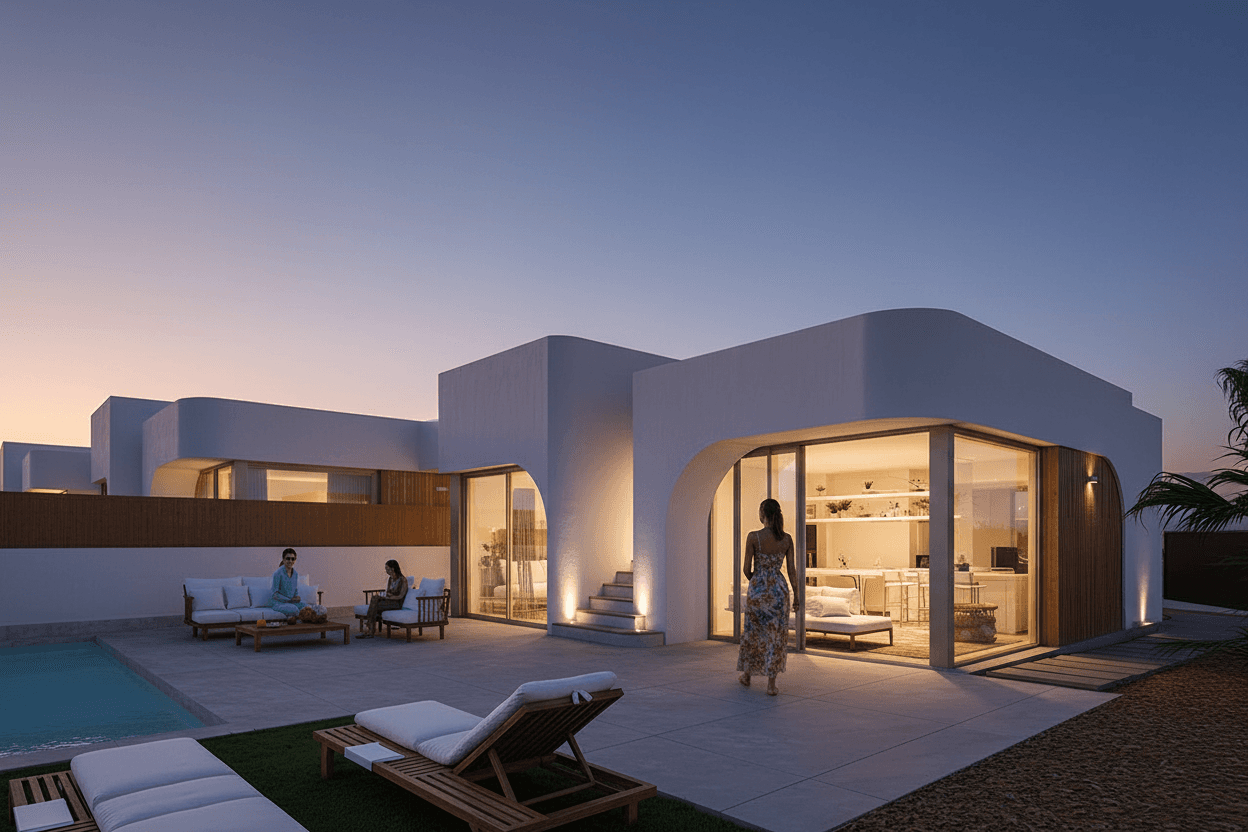 EXCLUSIVE SPECIAL OFFER - FREE air-conditioning installation when you buy one of these villas with us.This is a superb opportunity to purchase a brand new villa located in a first line golf position overlooking La Serena golf course. The villa offer spacious accommodation on one storey with a huge basement underneath and a solarium terrace above. The villas face North-West for sunny afternoons and sunsets across the golf course. Private swimming pools are included.The ground floor comprises a spacious living room with open plan contemporary kitchen, a master bedroom with dressing area and en-suite bathroom, two further double bedrooms with fitted wardrobes and a Jack and Jill bathroom. Steps lead down to the basement which measures around 124m and could be used for additional accommodation, a gym, cinema room or storage. The villas also have a spacious solarium roof terrace with lovely views. The sunny rear garden houses a private swimming pool with sun bathing areas around.These villas have electric shutters in the bedrooms, fully finished bathrooms, oven, hob and extractor along with internal and external lighting included. Contact us to arrange a tour of the area and these villas.