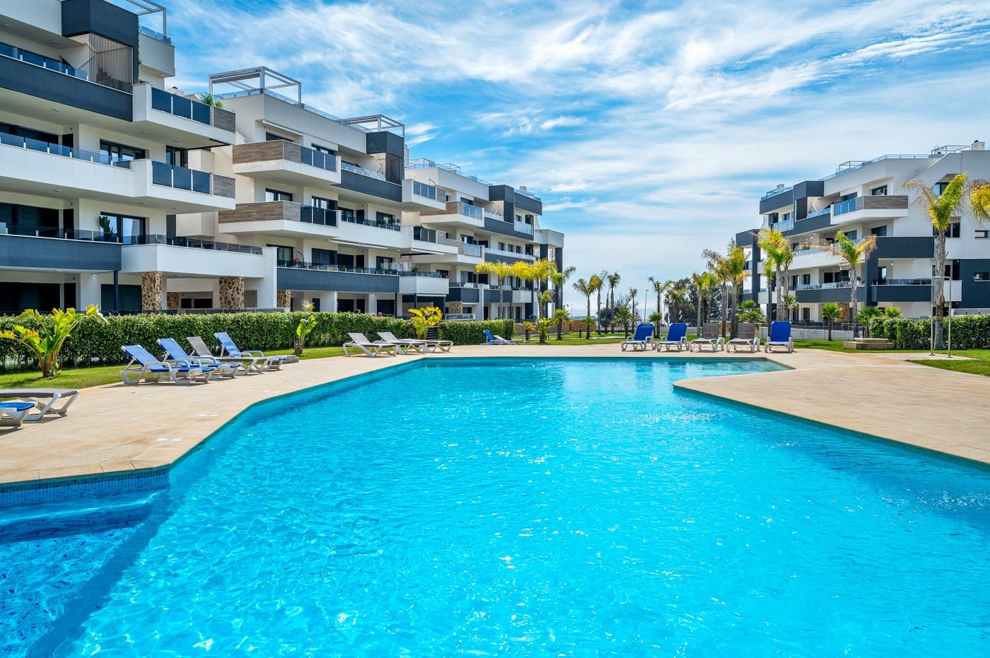 Discover this fully furnished, modern apartment located on the first floor of a recently built residential complex in Playa Flamenca, Orihuela Costa. The property features an open-plan kitchen with a bright living area, two comfortable bedrooms, two bathrooms, and a spacious terrace. It is sold almost fully equipped, including household appliances, a complete furniture package, installed air conditioning, a private parking space, and a storage room. This beautiful property also offers sea views.

The gated community offers a wide range of amenities such as a large swimming pool, jacuzzi, sauna, fitness room, children’s playground, pétanque court, and beautifully landscaped green areas — all designed for comfort, relaxation, and quality of life.

Situated in the sought-after area in Playa Flamenca, this apartment is just 10 minutes from Orihuela Costa’s award-winning beaches, the popular La Zenia Boulevard shopping centre, and the prestigious Villamartin golf course. Excellent accessibility is ensured, with Alicante and Murcia-Corvera airports just 45 and 50 minutes away respectively.

This apartment is the ideal choice for those seeking a stylish and carefree home on the Costa Blanca, either for personal use or as an investment.

