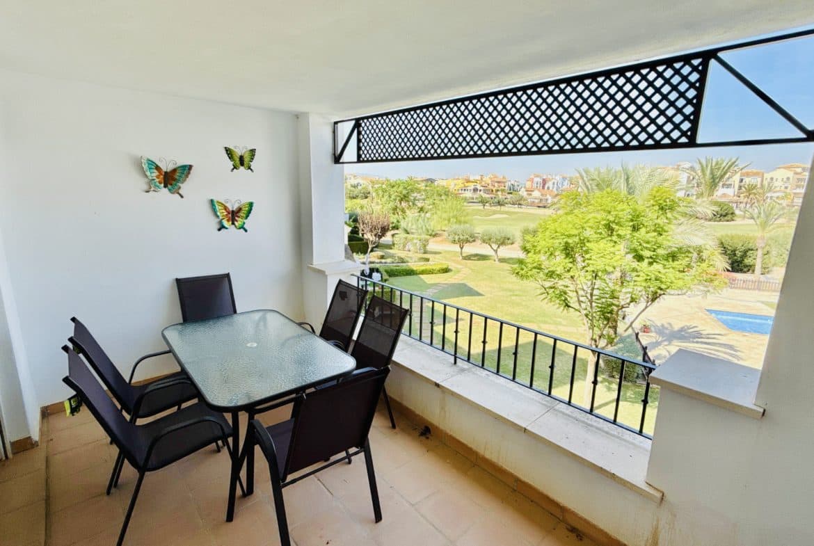 Looking for your dream home or an incredible investment opportunity on the Costa Cálida? This beautiful 2-bedroom apartment at La Torre Golf Resort offers the perfect combination of comfort, location, and breathtaking views — all at a fantastic price.Property Features2 spacious bedrooms with panoramic golf course and swimming pool viewsSecond-floor apartment offering privacy and abundant natural lightModern, recently renovated bathroom with high-quality finishesFully equipped kitchen and open-plan living area leading to a private terraceAir conditioning and central heating throughoutAccess to communal swimming pools, lush gardens, and 24-hour securityLocation – La Torre Golf ResortNestled in the heart of the prestigious La Torre Golf Resort, this apartment enjoys one of the most sought-after positions on the resort, overlooking manicured fairways and tranquil pools.The resort features:An 18-hole Jack Nicklaus Design golf courseRestaurants, bars, and supermarkets within walking distance24-hour gated security and on-site maintenanceJust 15 minutes from Murcia Airport and 20 minutes from the beaches of the Mar MenorWhy You’ll Love ItWhether you’re seeking a holiday home in Spain, a buy-to-let investment, or a permanent residence, this apartment ticks all the boxes. Wake up every morning to stunning golf and pool views, enjoy a coffee on your sunny terrace, and experience the relaxed Mediterranean lifestyle that La Torre Golf Resort is famous for.Key HighlightsFantastic price – unbeatable value in this locationTurnkey condition – move-in ready with no renovation requiredIdeal for investors, golf lovers, and sun-seekers alike📞 Contact us today to arrange a viewing or request a virtual tour.Don’t miss out on this exceptional property in La Torre Golf Resort, Murcia — properties at this price and quality are selling fast!