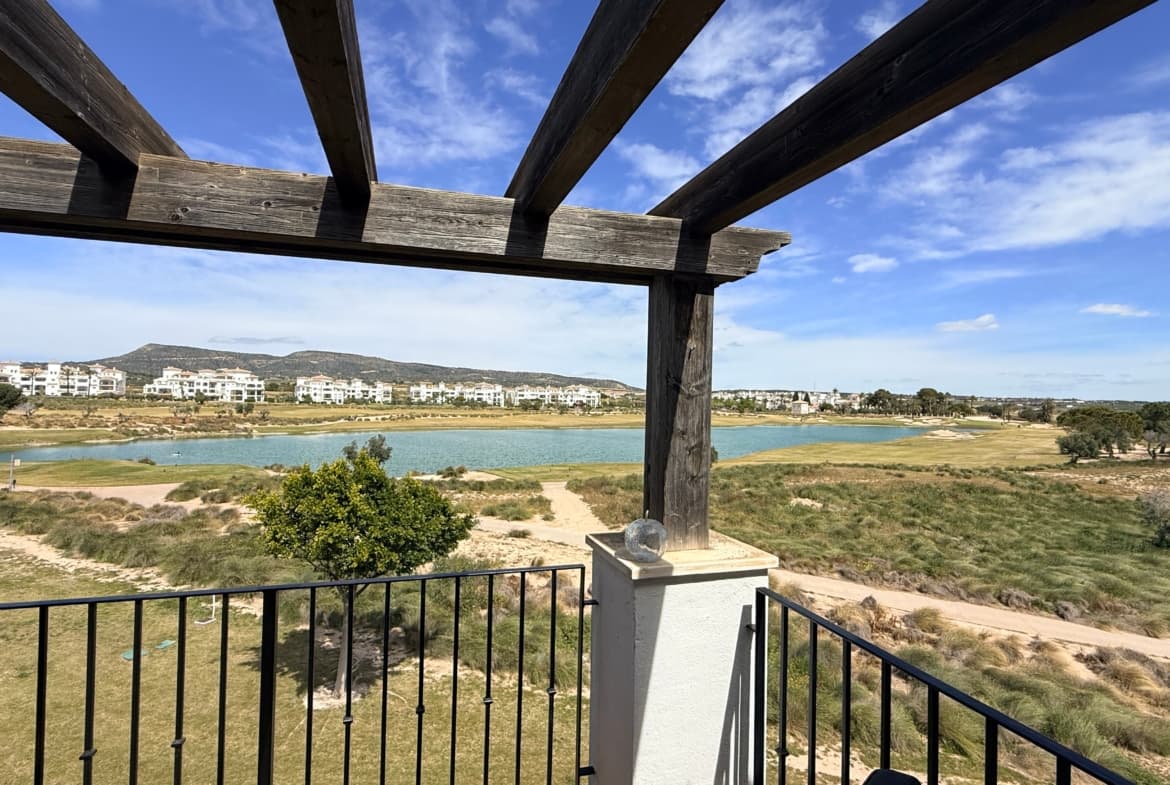 Experience the pinnacle of resort living with this beautifully refurbished, turn-key second-floor apartment. Boasting an enviable prime location within the prestigious Hacienda Riquelme Golf Resort, this property combines modern luxury with some of the best views on the complex.Key Property FeaturesBreathtaking Views: Enjoy panoramic vistas over the 9th, 17th, and 18th fairways. A true golfer's paradise right outside your window.Prime Location: Just a short, easy stroll to the resort’s vibrant town centre, supermarket, and restaurant.Large Balcony: Positioned to capture the sun until mid-afternoon, providing a bright space for morning coffee and a cool, shaded sanctuary for al-fresco dining and evening relaxation.Upgraded Comfort: Peace of mind comes standard with a completely replaced air conditioning system throughout the home.Elegant InteriorsThe current owners have curated a space that feels both vibrant and sophisticated:The Lounge: A bright, colourful, and airy living space furnished to an exceptionally high standard. Large patio doors seamlessly connect the indoors to the golf-course backdrop.Refurbished Kitchen: Featuring one of the resort’s larger layouts, the kitchen has been recently updated to offer a modern, functional space for the home chef.Master Bedroom: A sleek, contemporary retreat designed with rest in mind.Guest Bedroom/Office: Currently utilized as a productive home office, this spacious room easily accommodates a King-size bed, offering flexibility for guests.Luxury Bathroom: Recently refurbished to an exacting standard, the bathroom exudes quality with high-end finishes that complement the rest of the apartment.Location & LifestyleWhether you are looking for a permanent residence, a holiday bolt-hole, or an investment, you are perfectly positioned to enjoy the best of the region:Murcia Airport: 20 minutes by car.Murcia City: 20 minutes by car.Mediterranean Beaches: 20 minutes by car.Local Charm: The traditional Spanish town of Sucina is just 4km away, offering authentic bars, cafes, and local culture.This property is sold turn-key ready—simply bring your suitcases and start living the dream.Arrange a ViewingProperties of this calibre with such specific fairway views are rare. Don’t miss your chance to own a piece of Hacienda Riquelme.Contact us today to schedule your private viewing.