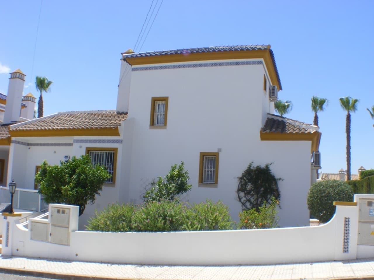 Luxury Detached Villa in a well established location in Villamartin.This southwest facing detached villa is part of a small, well-located community, near the golf course of Villamartin with a private swimming pool and a communal pool with children’s pool. The current owner has fully reformed the property to a very high standard including, double-glazing, mosquito blinds, oil-fired central heating, air-conditioning, ceiling fans, built in wardrobes.  On the ground floor of the villa comprises of an entrance hallway leading to a well-appointed lounge with open plan dining area, leading to independent kitchen, double bedroom, a second twin bedroom and a family bathroom. There is also a large storeroom, which could be converted to a small extra bedroom. Patio doors in the lounge provide a light and airy living space, and lead to a private garden and terrace, with private swimming pool BBQ area and a covered terrace area providing the necessary shade. The first floor comprises the master bedroom and en suit and a large private terrace area with storage and over looking the communal pool in the distance. Outside there are several terrace areas at the front and rear of the property and an easily maintained mature garden, there is also a extra store room housing the pool pump. VillamartinThis area is ideal for either permanent living or holidaying, it is close to all local amenities, only a 5 minute drive to the 4 fantastic golf courses of Las Ramblas, Villamartin, Campoamor and Las Colinas and less than 10 minutes drive to the beautiful blue flag beaches of the Orihuela Costa. The airports of Alicante and Murcia are only a 45 minutes drive away.  Should you require any further information on this or any other property, please contact us and a member of our team will help you.