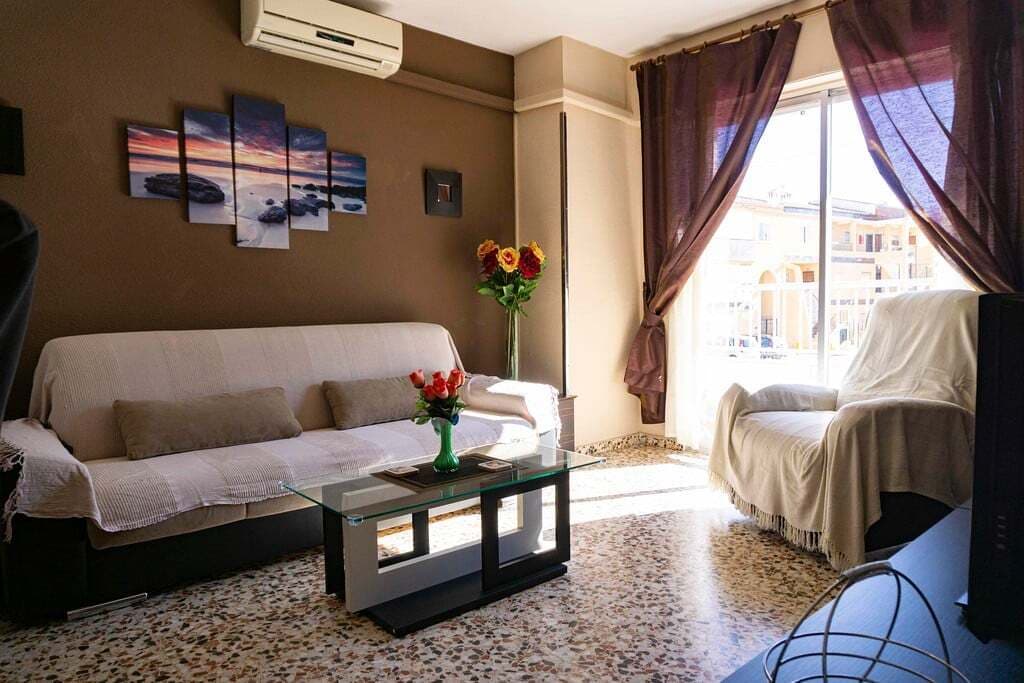 Ground floor 2 bed apartment located in Punta Prima, Torrevieja, within walking distance to Punta Prima beach on the Mediterranean.There is access to a communal area with large communal swimming pool. Inside the apartment there is a fully fitted kitchen, living/dining room area, utility room, two spacious double bedrooms and a modern family bathroom with bath and shower. The apartment has both English and Spanish TV as well as air conditioning. The property also features a spacious terrace for sitting in the sunshine with a cooling drink and tapas. Furthermore there is access to an underground parking garage (essential for those summer months!) and a large communal roof solarium with views of the sea.Just a couple of minutes walk from the apartment you will find many international restaurants from local Spanish tapas to McDonalds. The area is also served with medical centres, hospitals, supermarkets, pharmacies and banks. Attractions close by include La Zenia Boulevard shopping centre, Aquapolis Water Park, numerous golf courses and of course the beaches on the Mediterranean.