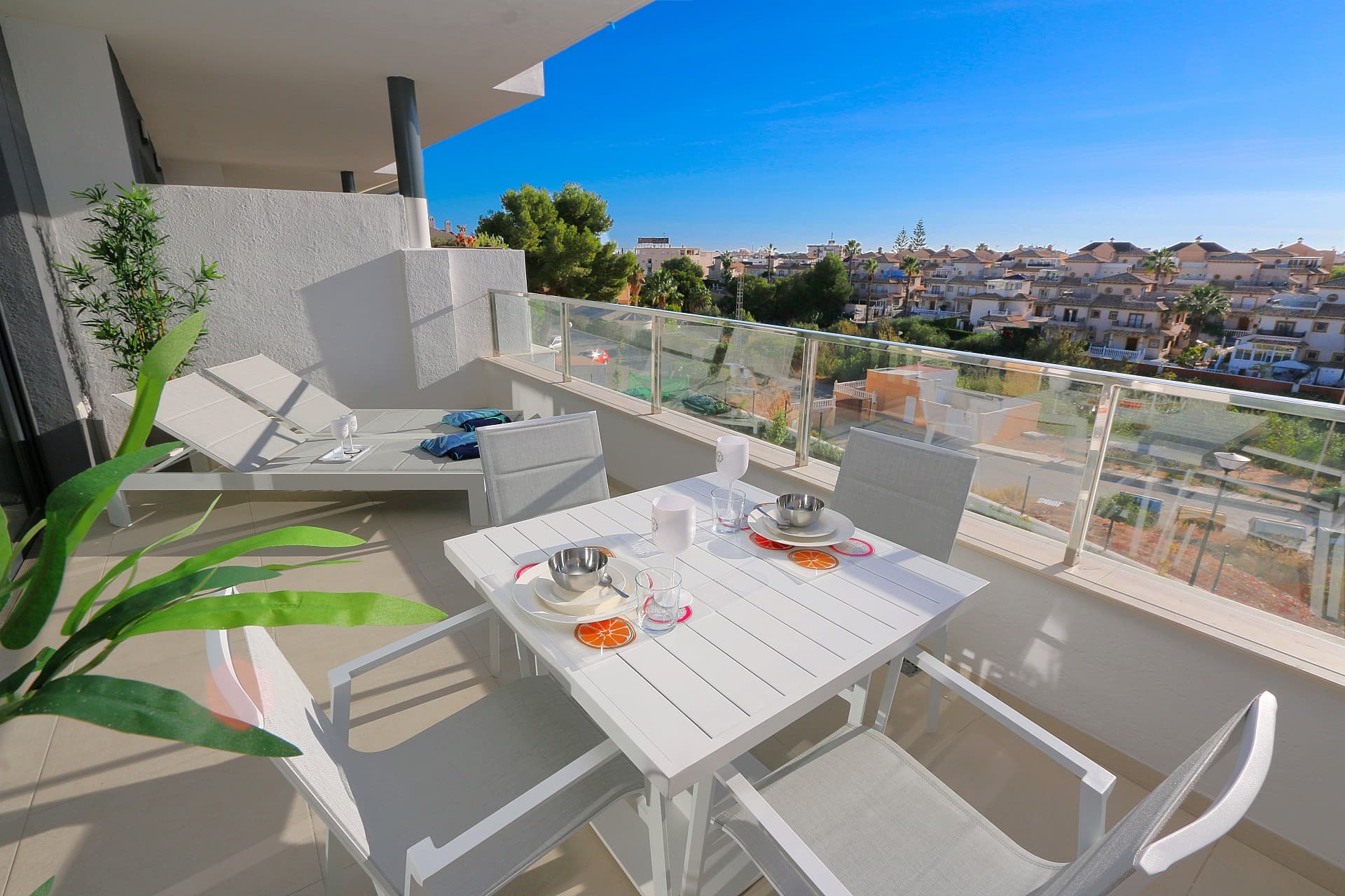 Luxurious and attractive south-facing apartment in Flamenca Village Resort. Living in the heart of Playa Flamenca – stylish apartment for sale in the popular Flamenca Village ResortDreaming of your own place under the Spanish sun? This modern and beautifully furnished apartment in Flamenca Village Resort is an opportunity not to be missed. Located in the vibrant area of Playa Flamenca – with the beach, shops, and restaurants all within walking distance – you’ll enjoy comfort, luxury, and a top location.The property is being sold fully furnished and offers 2 bedrooms and 2 bathrooms, making it perfect for personal use or as a holiday rental investment. Situated in the most peaceful spot within the resort, it boasts stunning open views over the green surroundings – the perfect place to relax and unwind.The apartment is on the second floor (with lift access). Inside, you’ll find a bright and spacious living room with international TV, a modern kitchen, and a large south-facing balcony – ideal for soaking up the sun all day long.Layout:Master bedroom with double bed and en-suite bathroomSecond bedroom with two single bedsSecond bathroomStorage room with beach gear – ready to go!Flamenca Village is a high-end resort featuring:✔️ Several pools (including a heated one)✔️ Jacuzzis, sauna, and a fully equipped gym✔️ Outdoor gym, children’s playground, and boules courts✔️ Beautiful gardens, sunbathing areas, and cosy chill-out zones✔️ Private parking space directly by the buildingFantastic location: close to the beach, La Zenia Boulevard shopping centre, Mercadona supermarket, and a wide choice of restaurants and bars. Golf lovers will be happy to know that Villamartin Golf is just 4 km away.This move-in-ready property is perfect as a holiday home, permanent residence, or sunny investment opportunity.