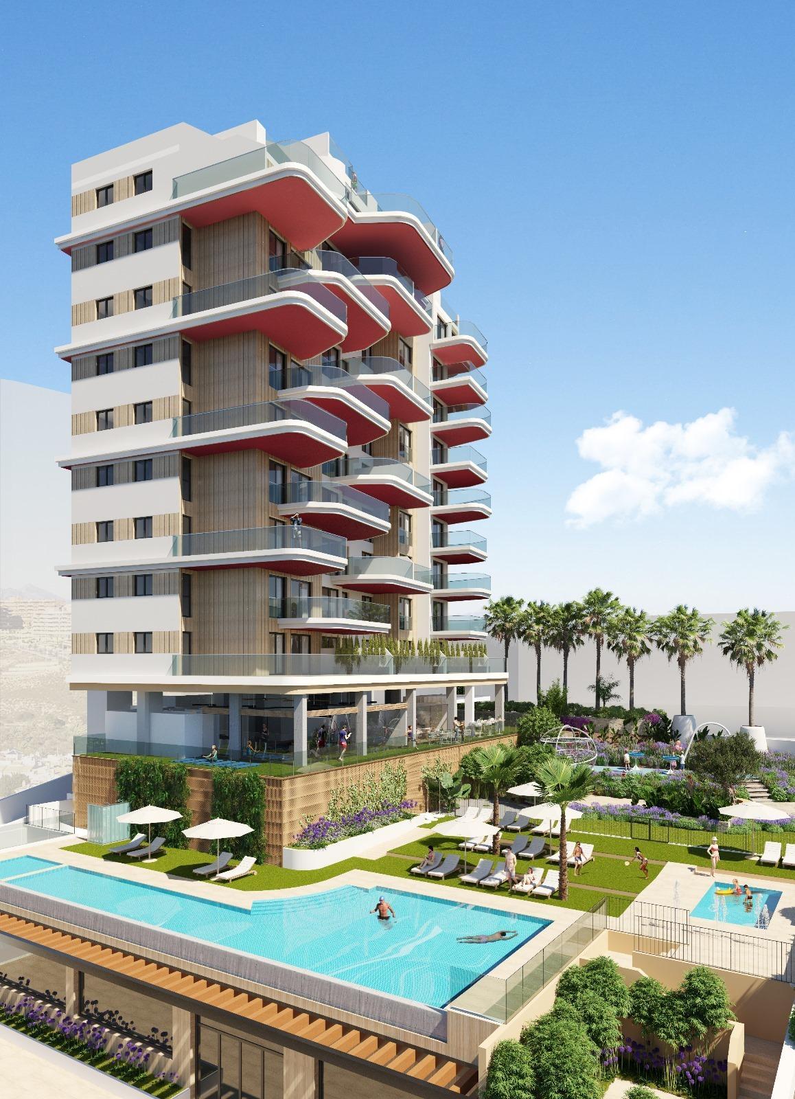 NEW BUILD APARTMENTS IN CALPE

New Build residential complex of aprtments in Calpe.

Modern apartments with 2 and 3 bedrooms, 2 bathrooms, open plan kitchen with living room, fitted wardrobes and terraces.

Some of the properties have sea views.

The common areas have a swimming pool for adults and children, a children’s play area.

Each apartment has a parking space and storage room in the basement.

Calpe, one of the towns of La Marina Alta, lies on the northern coast of the province of Alicante, surrounded by the towns of Altea, Benidorm, Teulada-Moraira, Benissa.

Calpe has a wonderful mixture of old Valencian culture and modern tourist facilities. It is a great base from which to explore the local area or enjoy the many local beaches. Calpe alone has three of the most beautiful sandy beaches on the coast.

Calpe also has two Sailing Clubs: Real Club Náutico de Calpe and Club Náutico de Puerto Blanco.

Fishing village of Calpe now transformed into a tourist magnet, the town sits in an ideal location, easily accessed by the A7 motorway and the N332 that runs from Valencia to Alicante; its approximately 1 hour drive from the airport at Alicante and 1,5 hours to Valencias airport.